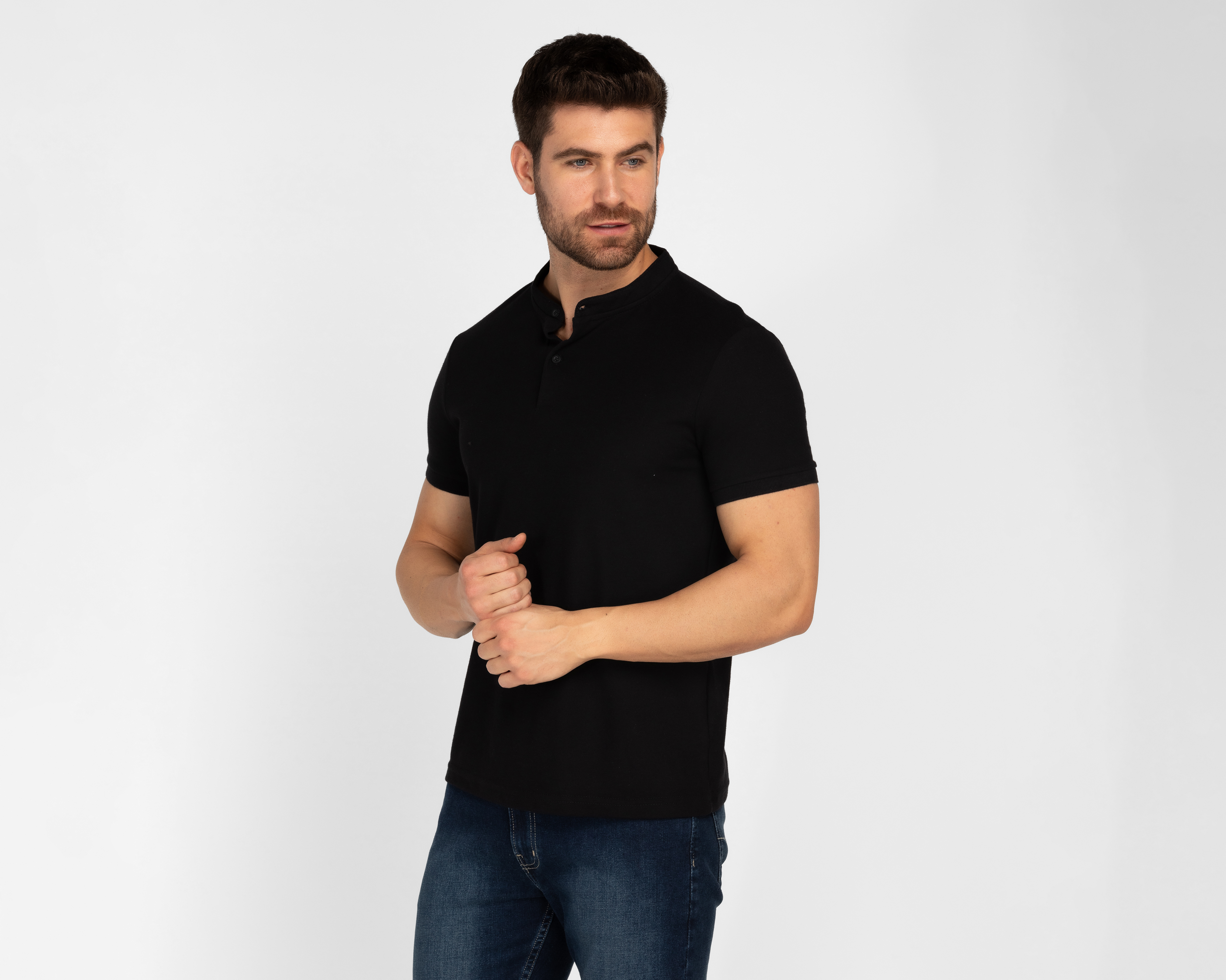 Foto 1 | Foto 1 | Playera Refill Negra Henley para Hombre