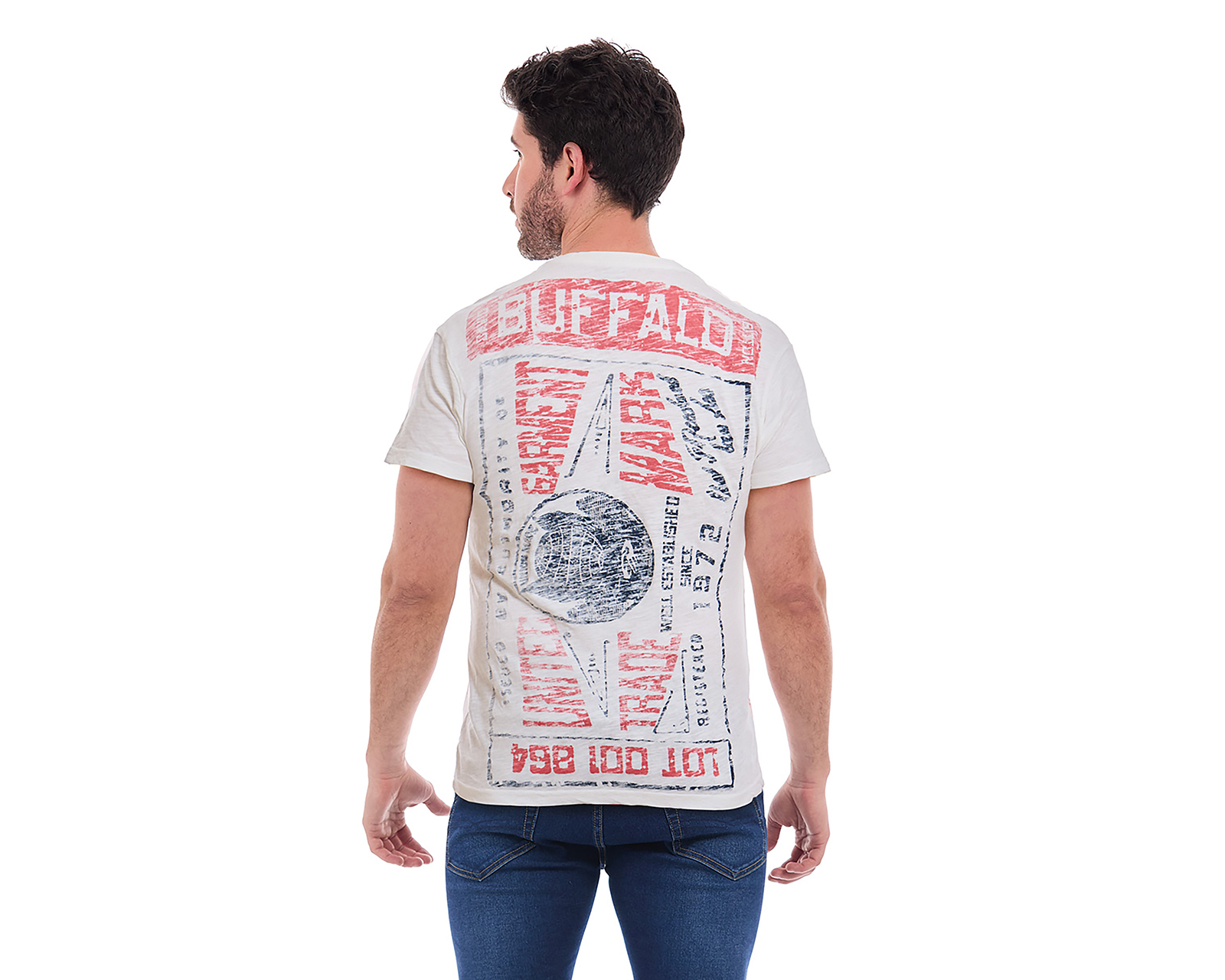 Foto 3 pulgar | Foto 2 | Playera Cuello Redondo Buffalo David Bitton Blanco para Hombre