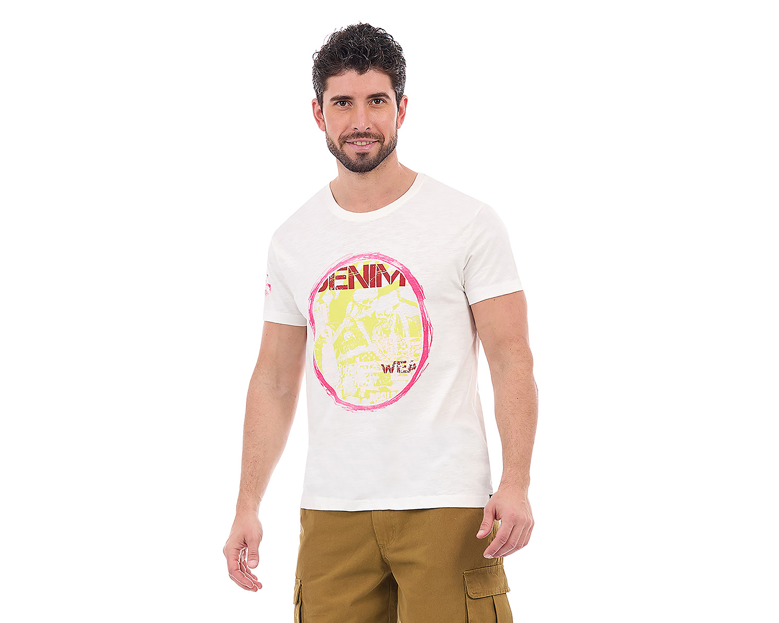 Foto 2 pulgar | Foto 1 | Playera Cuello Redondo Buffalo David Bitton Blanca para Hombre