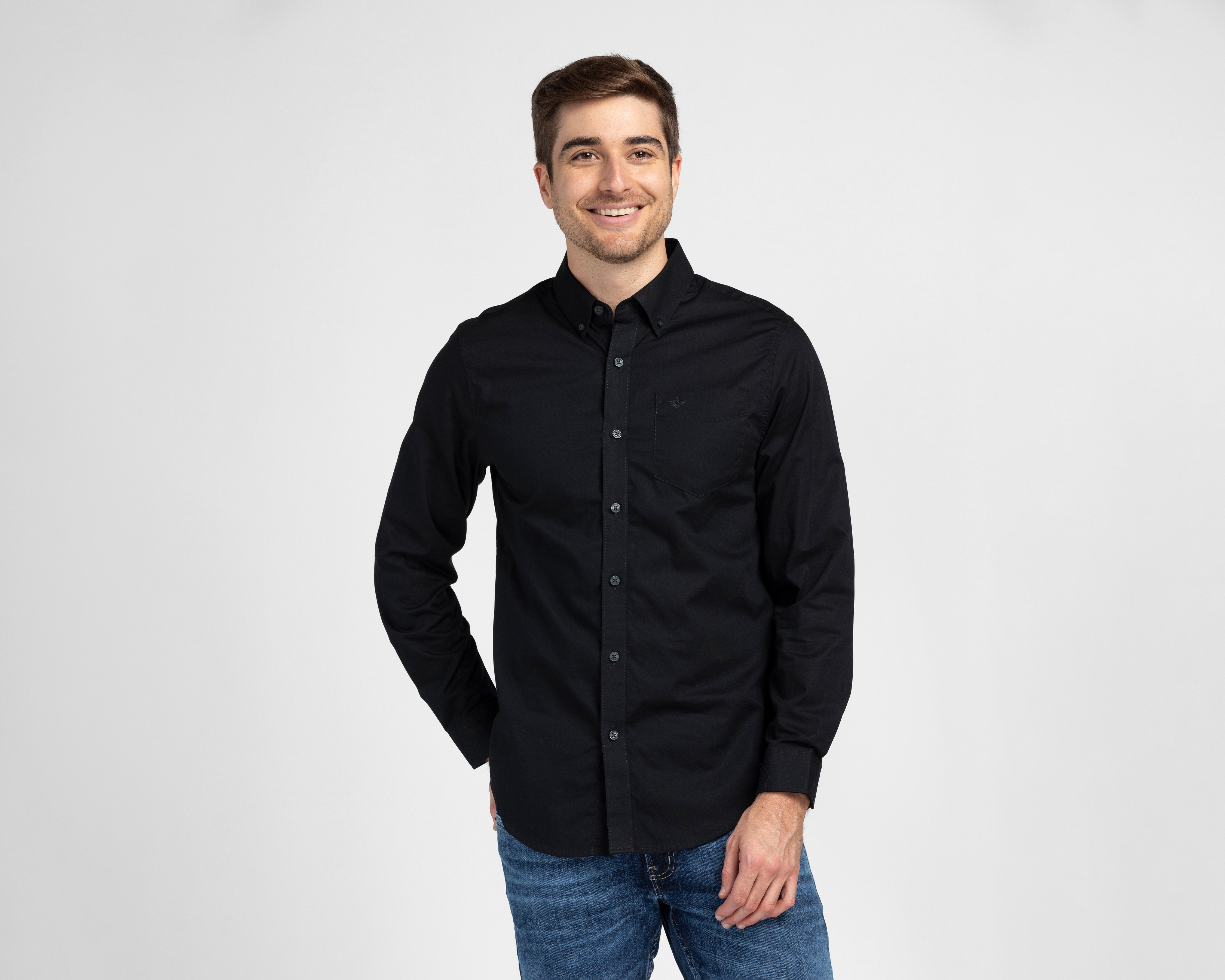 Foto 2 pulgar | Foto 1 | Camisa de Vestir Dockers Manga Larga Cuello Americano Lisa para Hombre