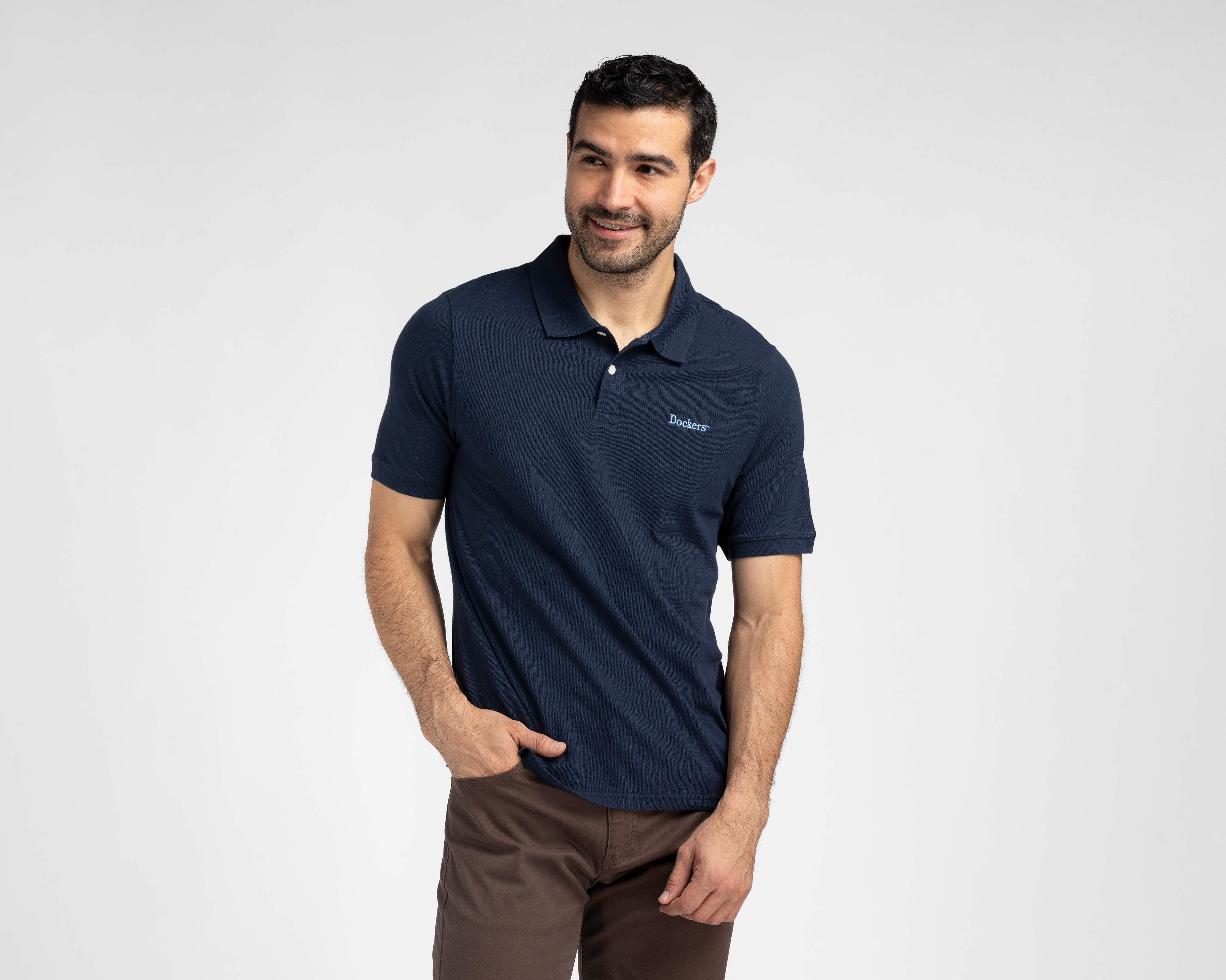 Foto 2 pulgar | Foto 1 | Playera Polo Dockers Azul Marino para Hombre