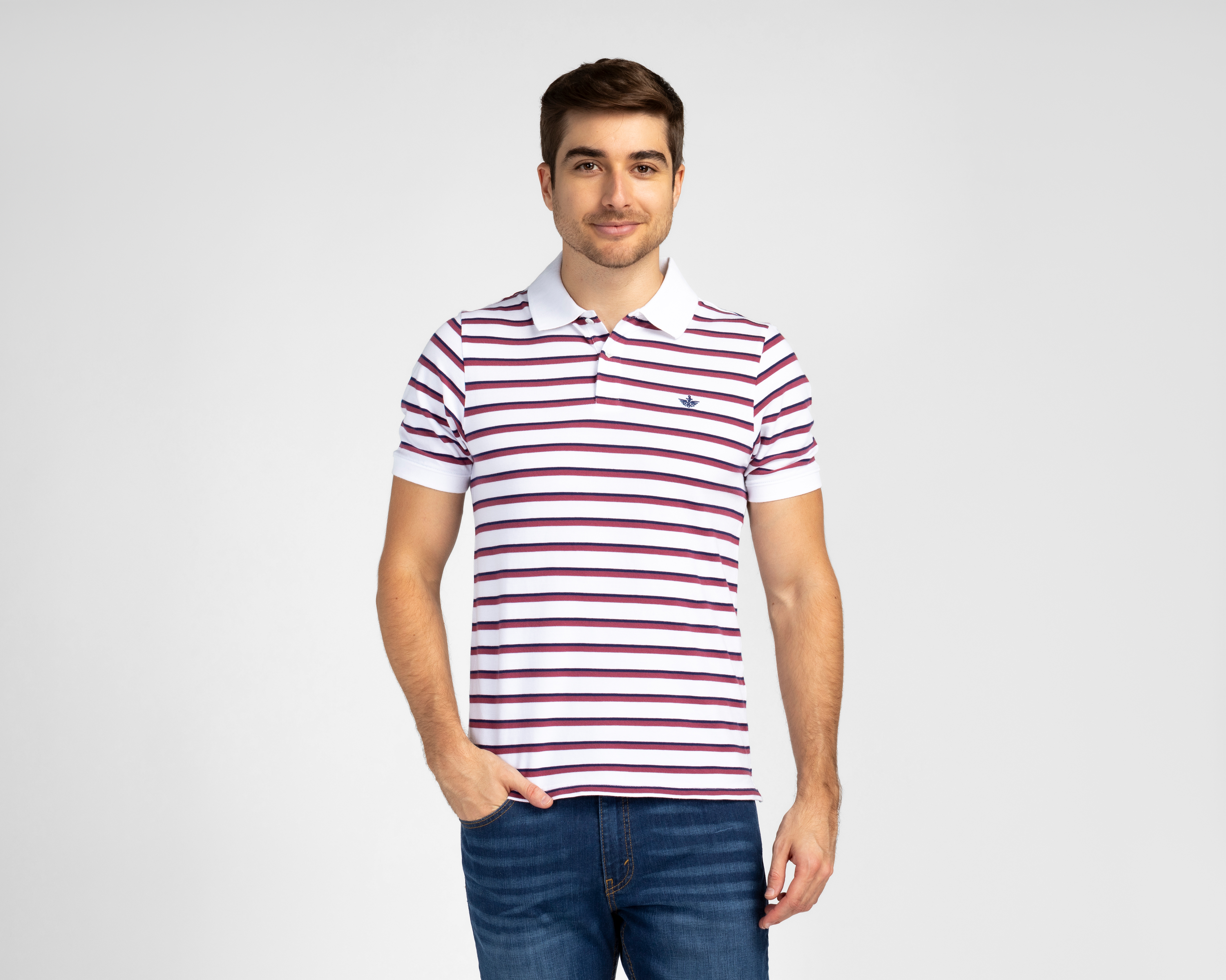 Foto 2 pulgar | Foto 1 | Playera Polo Dockers Blanca para Hombre
