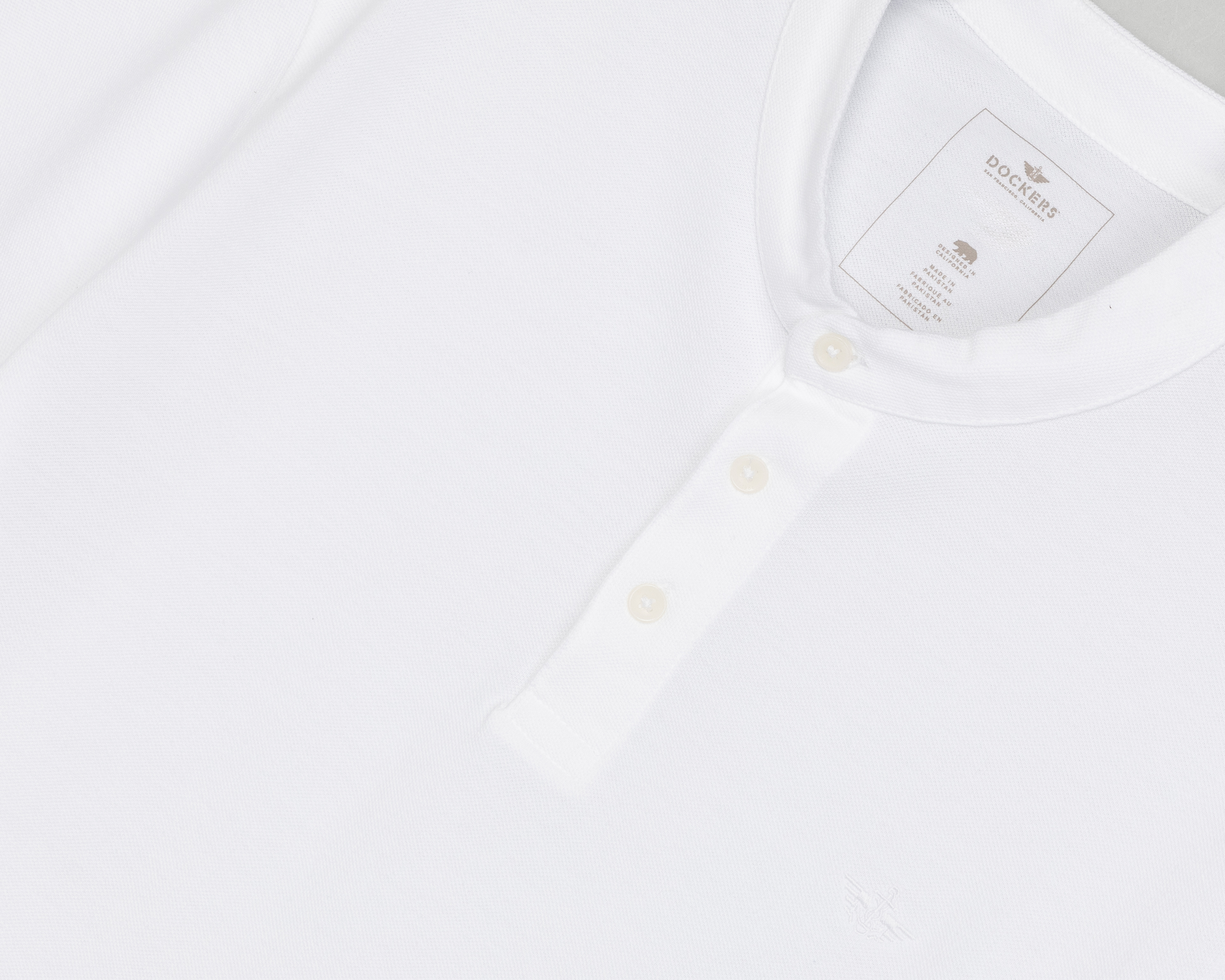 Foto 4 pulgar | Foto 3 | Playera Polo Dockers Cuello Mao Blanca para Hombre
