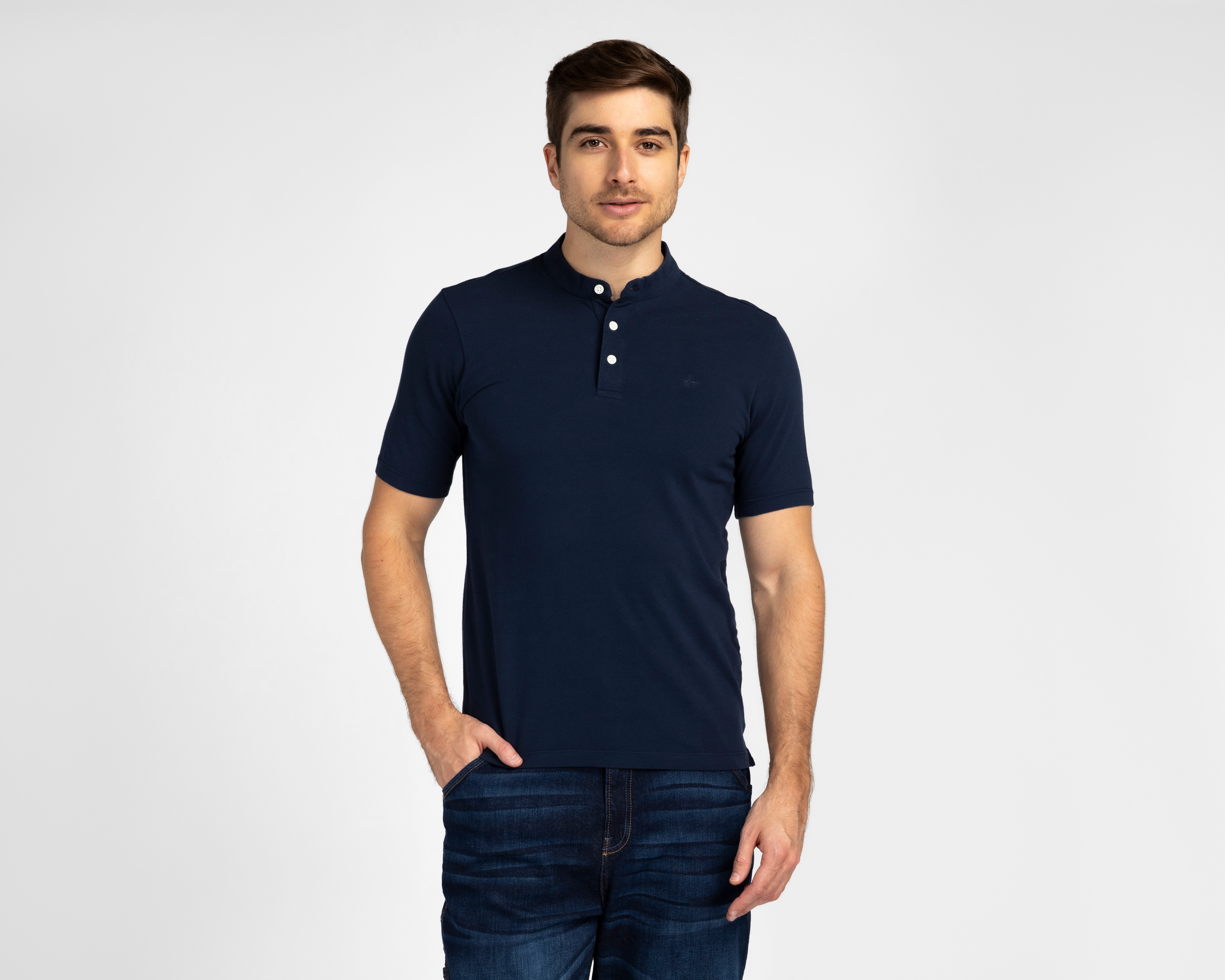 Playera de Cuello Mao Azul Marino Dockers para Hombre