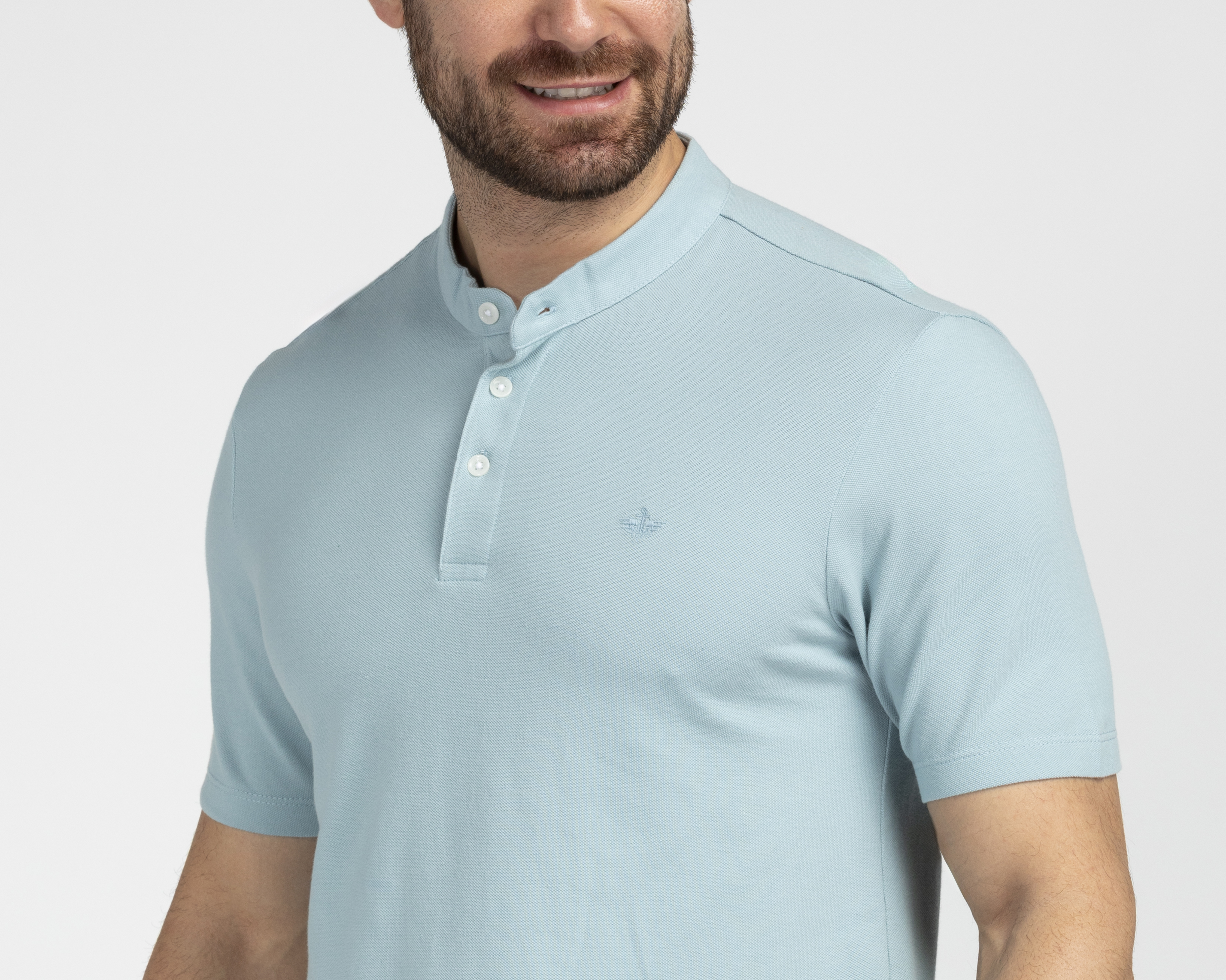 Foto 4 pulgar | Foto 3 | Playera Polo Dockers Cuello Mao Azul para Hombre