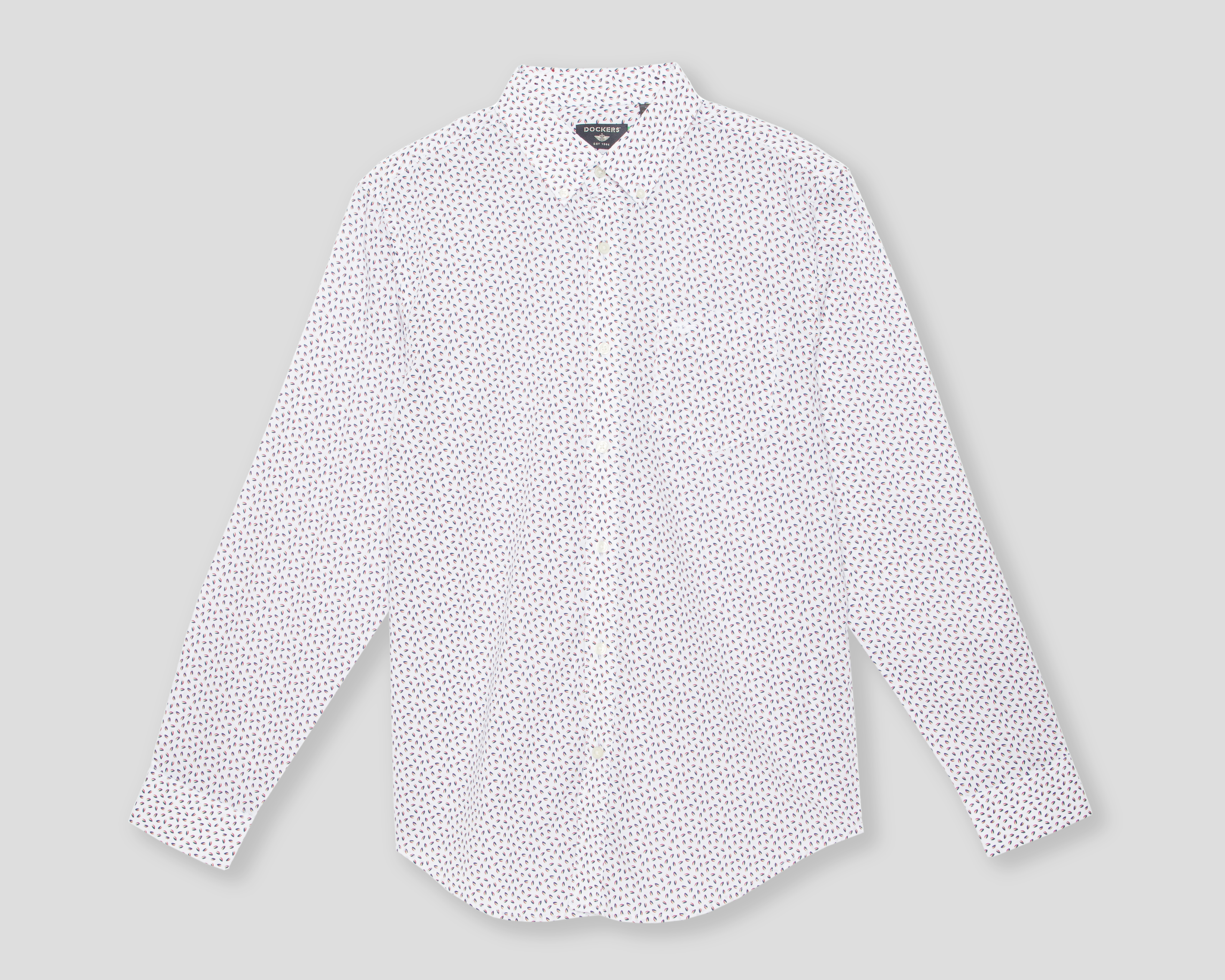 Camisa de Vestir de Algodón Dockers Manga Larga Cuello Americano para Hombre