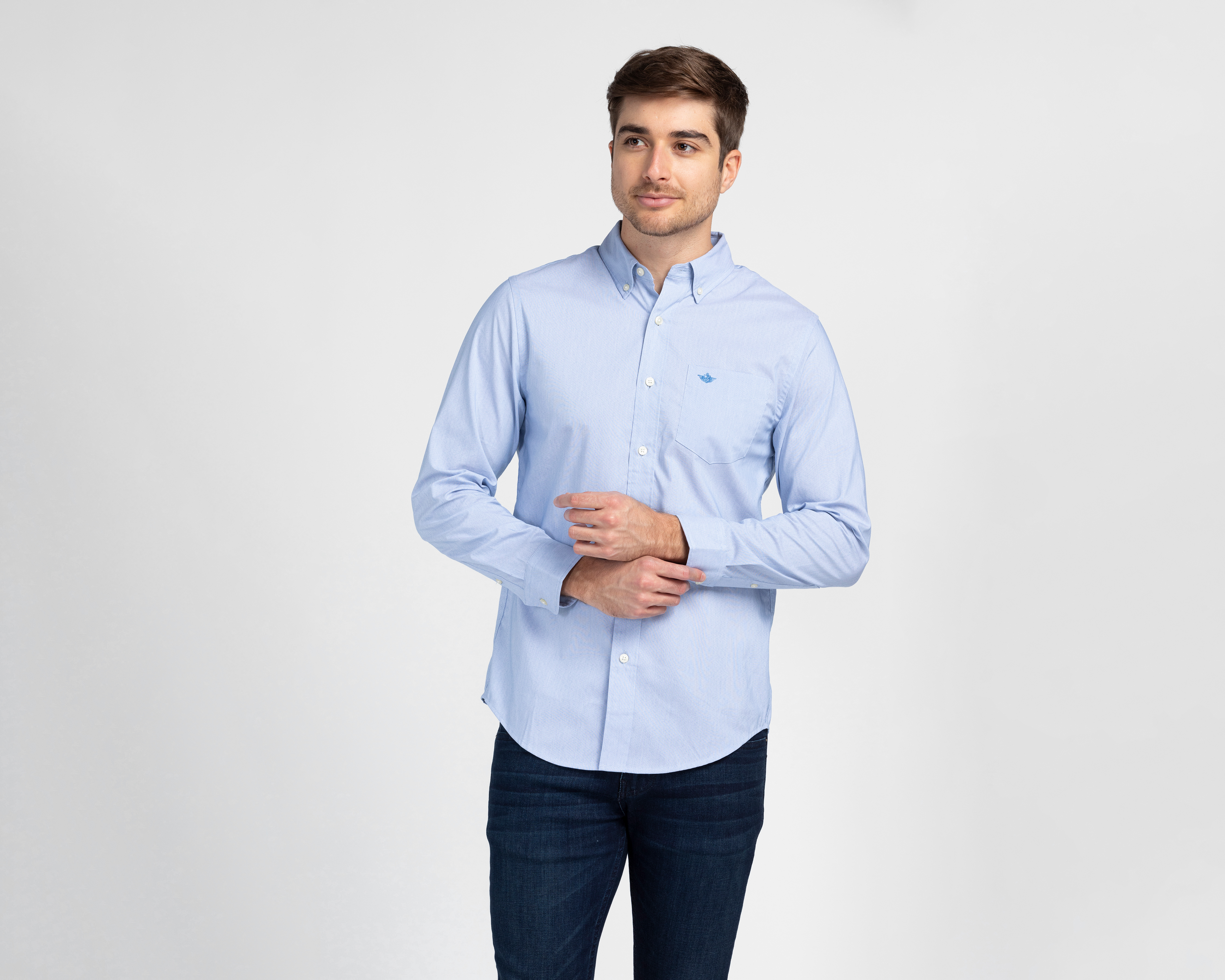 Camisa de Vestir Dockers Manga Larga Cuello Americano para Hombre