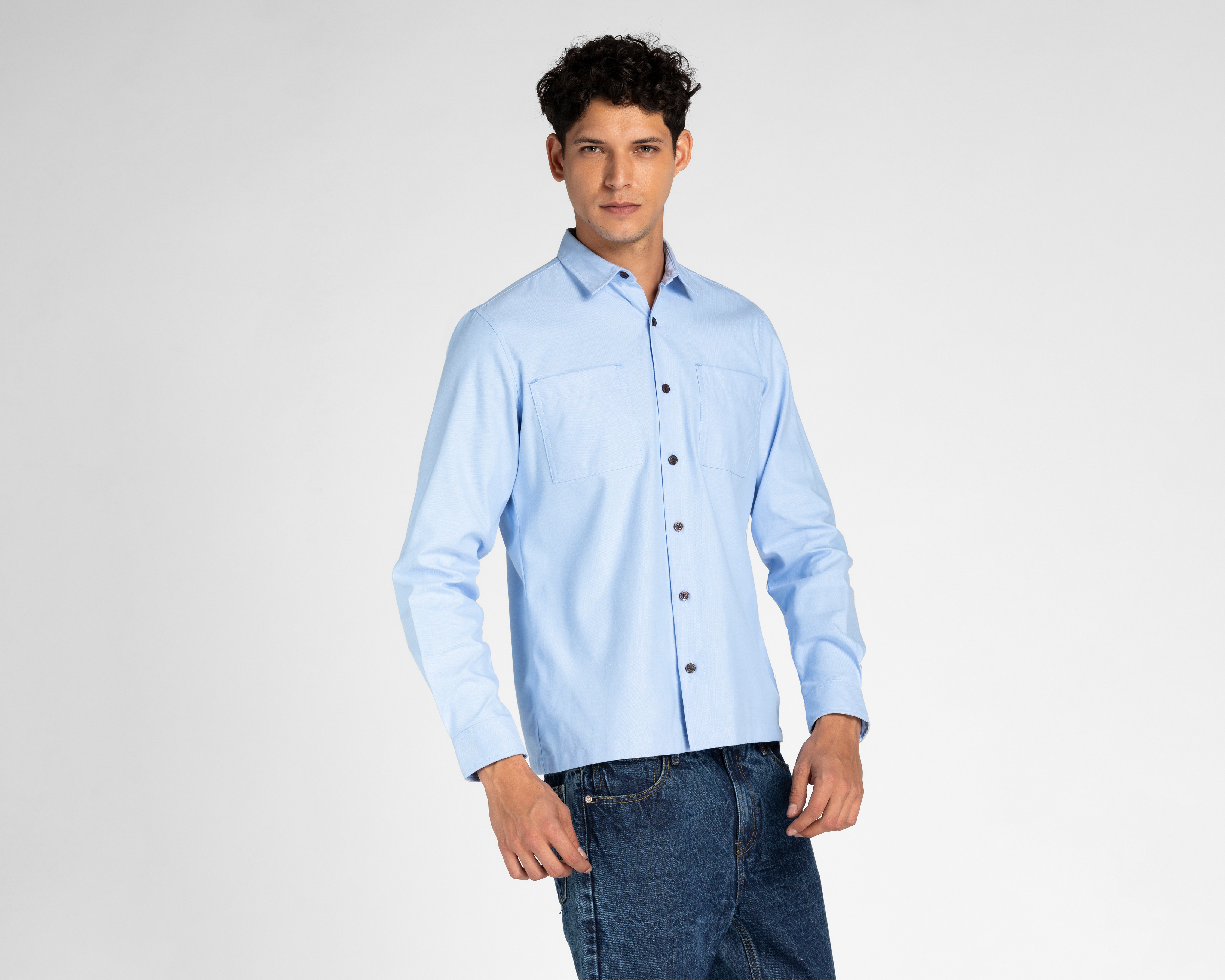 Camisa de Moda Refill Regular Azul para Hombre