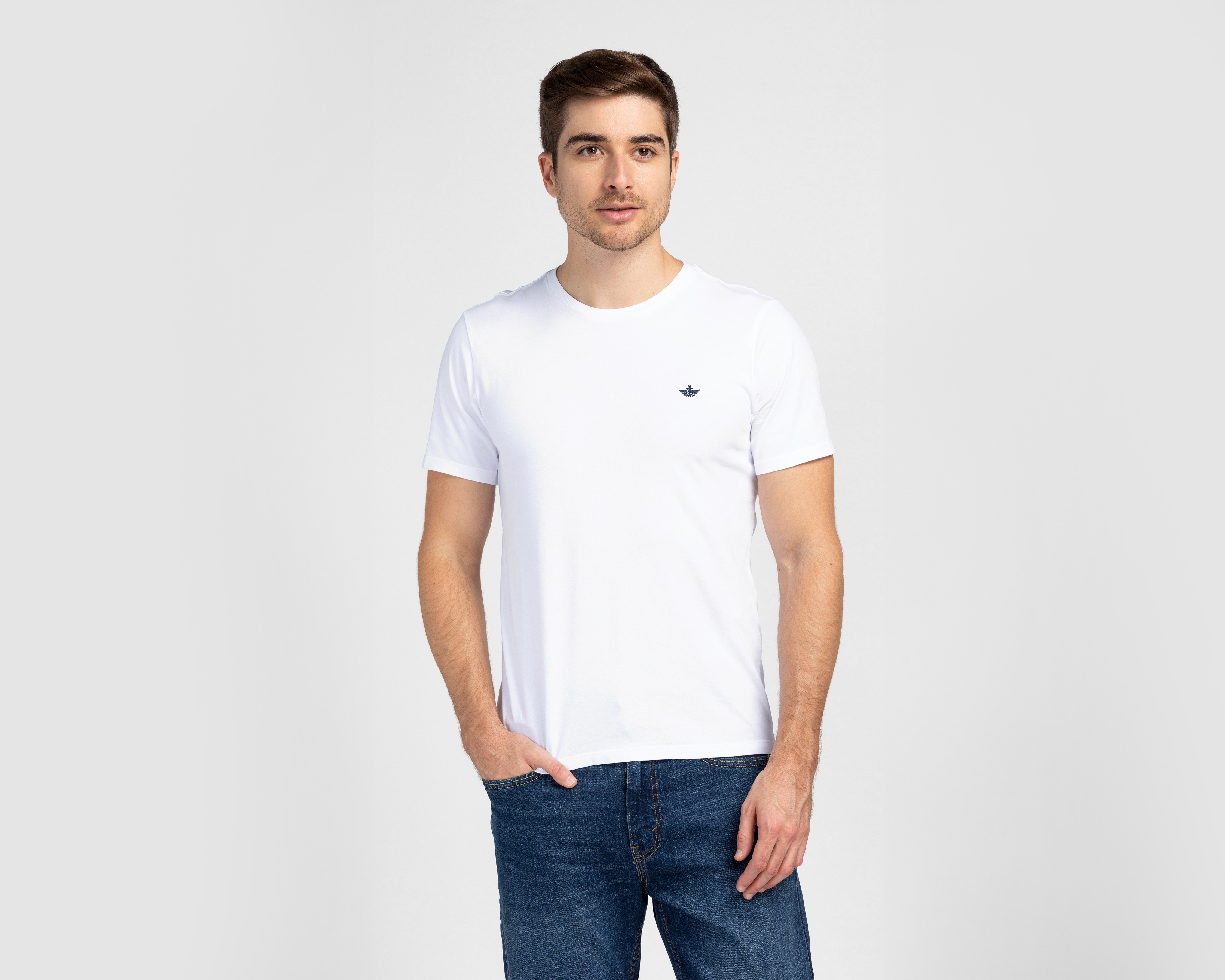 Playera de Cuello Redondo Blanca Dockers para Hombre