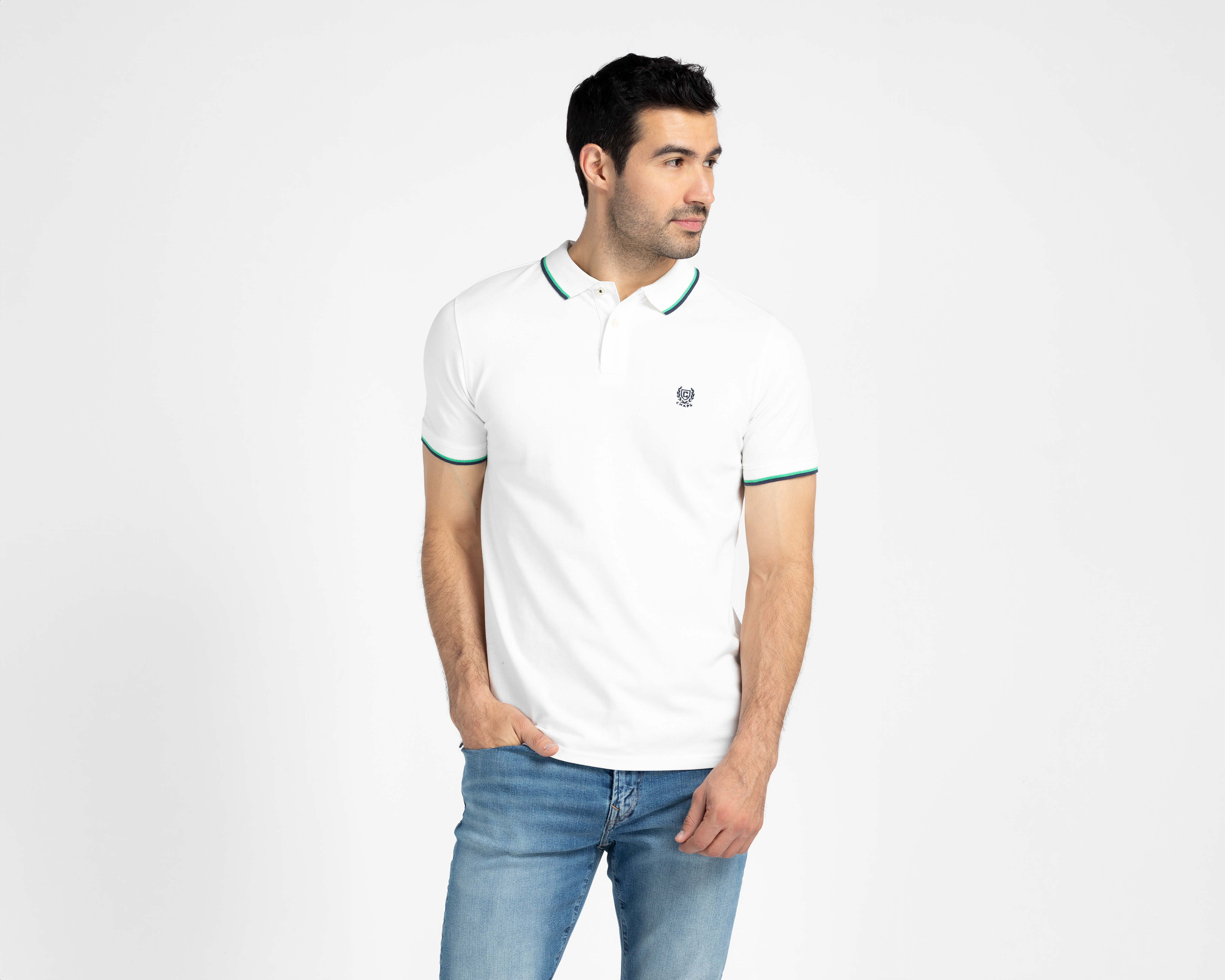 Playera Polo Chaps Blanca para Hombre