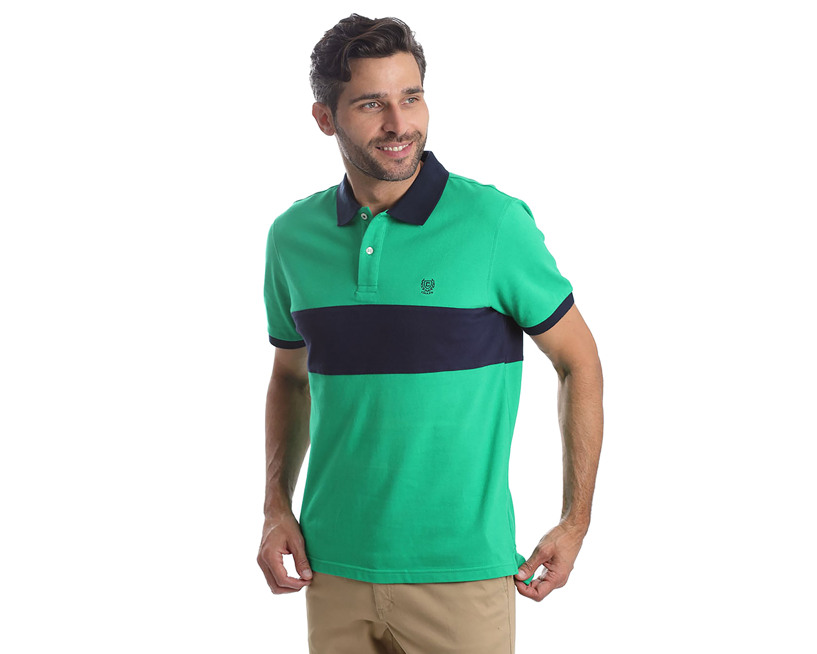 Foto 3 pulgar | Foto 2 | Playera Polo Chaps Manga Corta Verde para Hombre