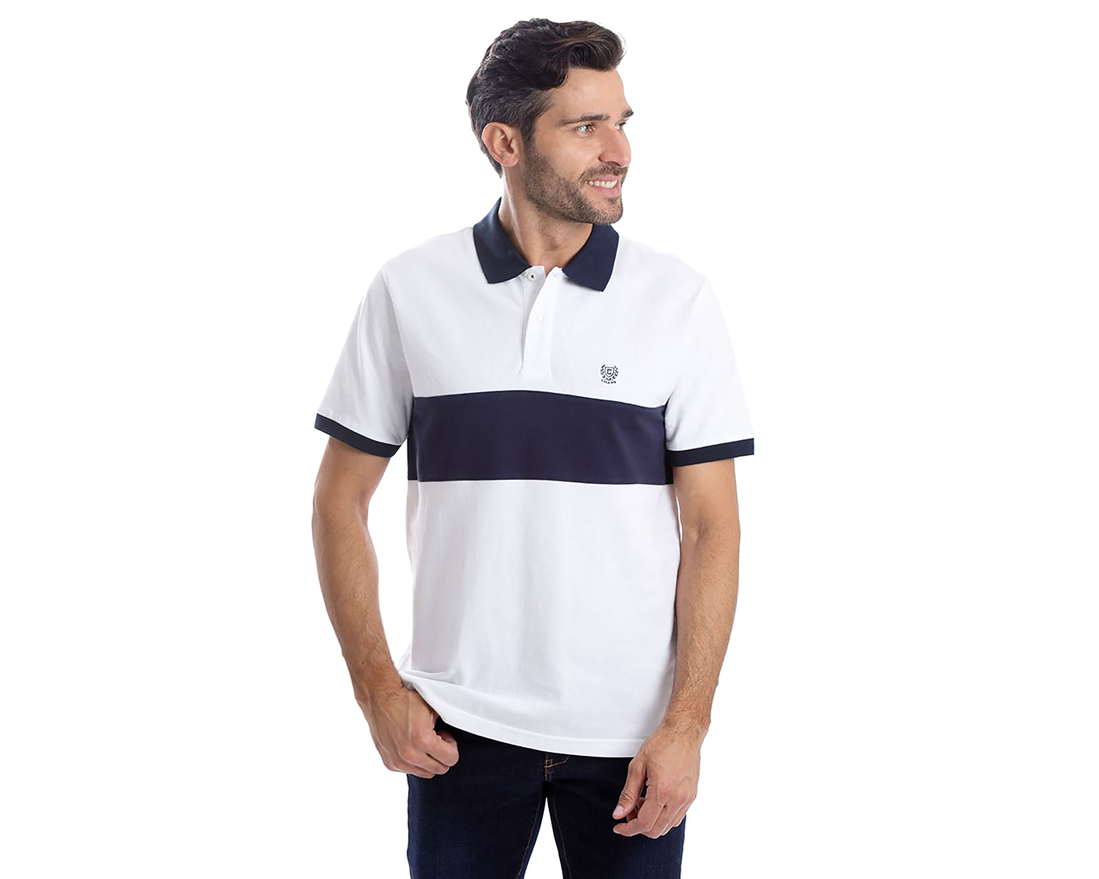 Foto 2 pulgar | Foto 1 | Playera Polo Chaps Blanca para Hombre