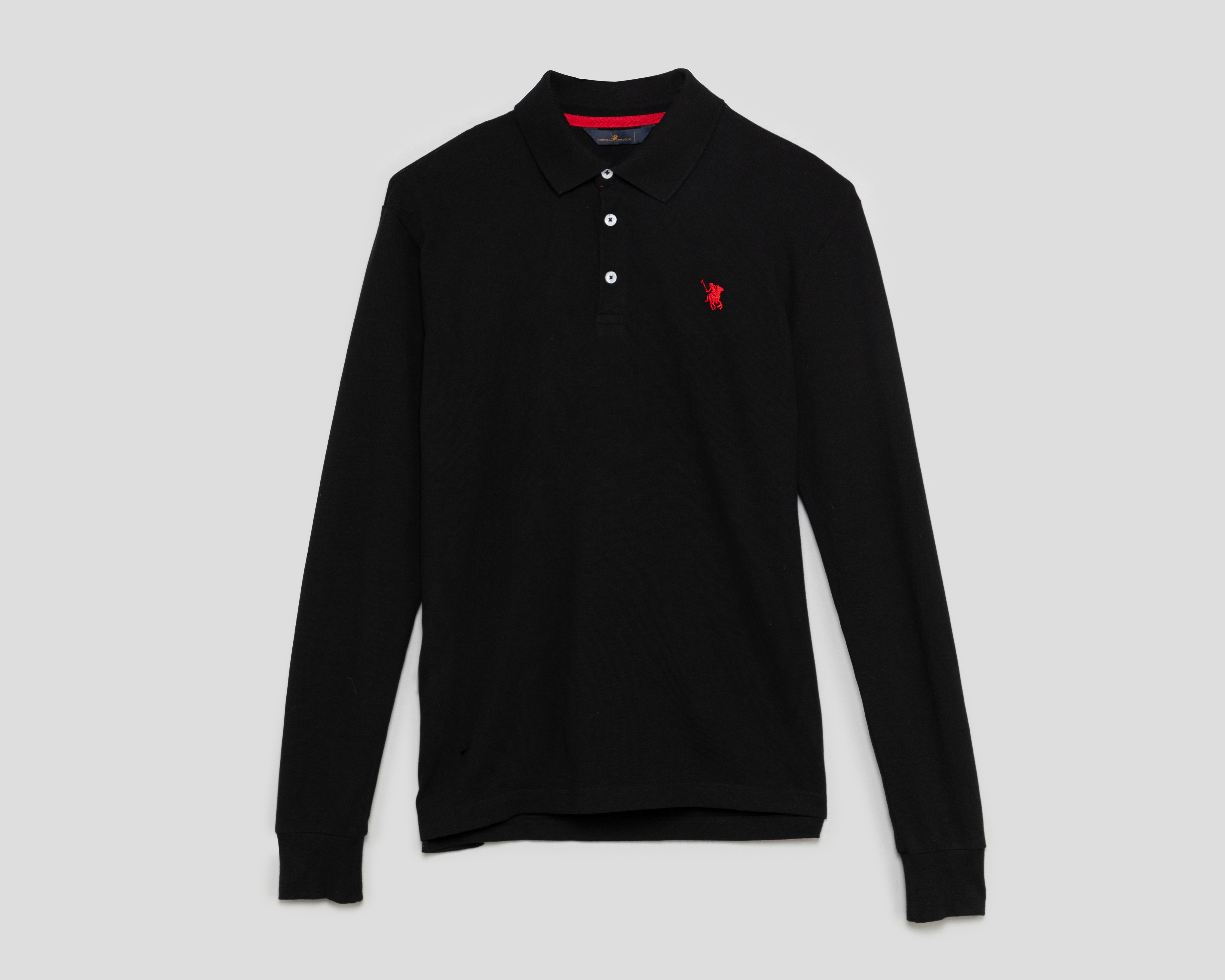 Playera Polo York Team Polo Club Manga Larga Negra para Hombre