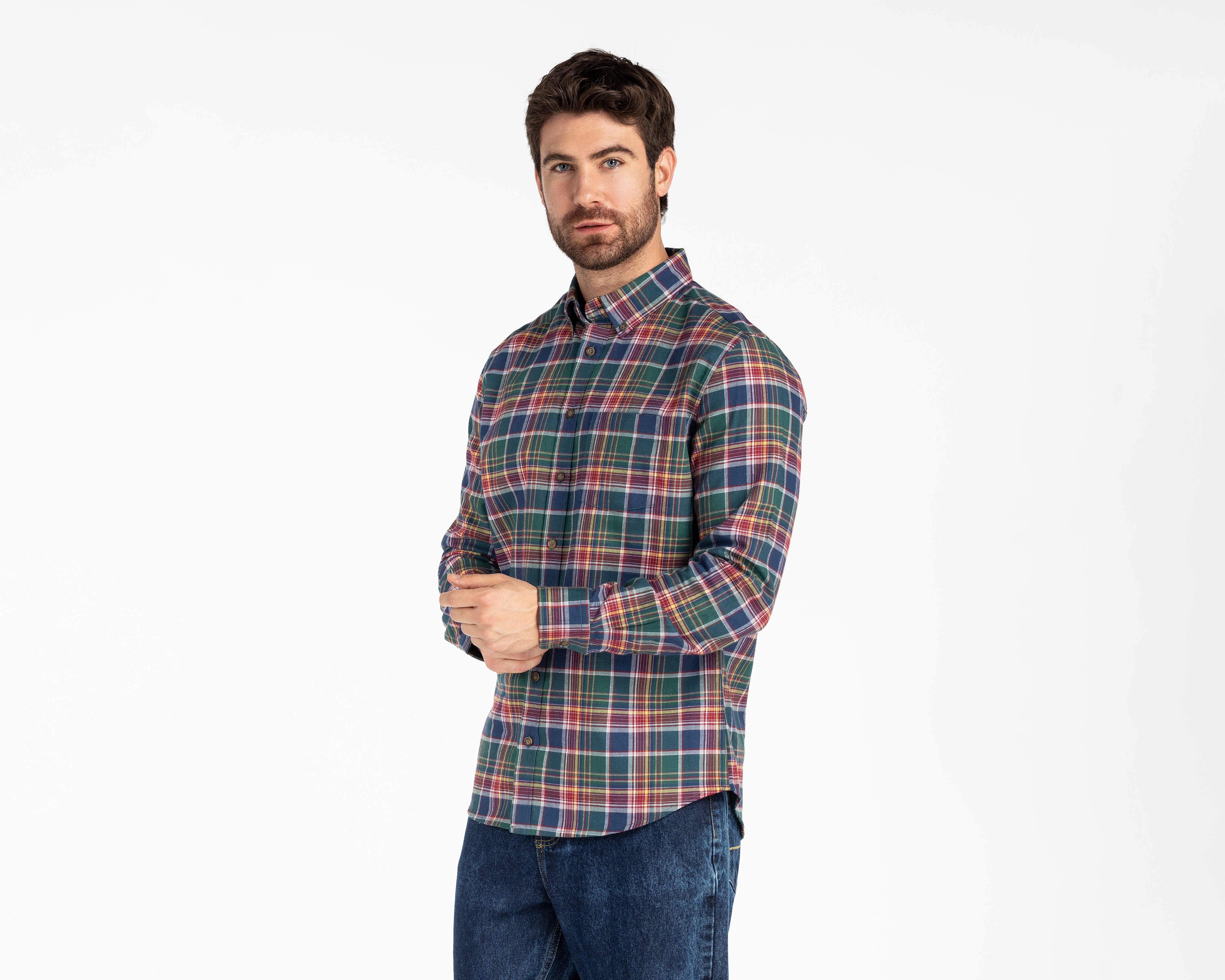 Foto 2 pulgar | Foto 1 | Camisa Casual de Algodón Refill Regular a Cuadros para Hombre