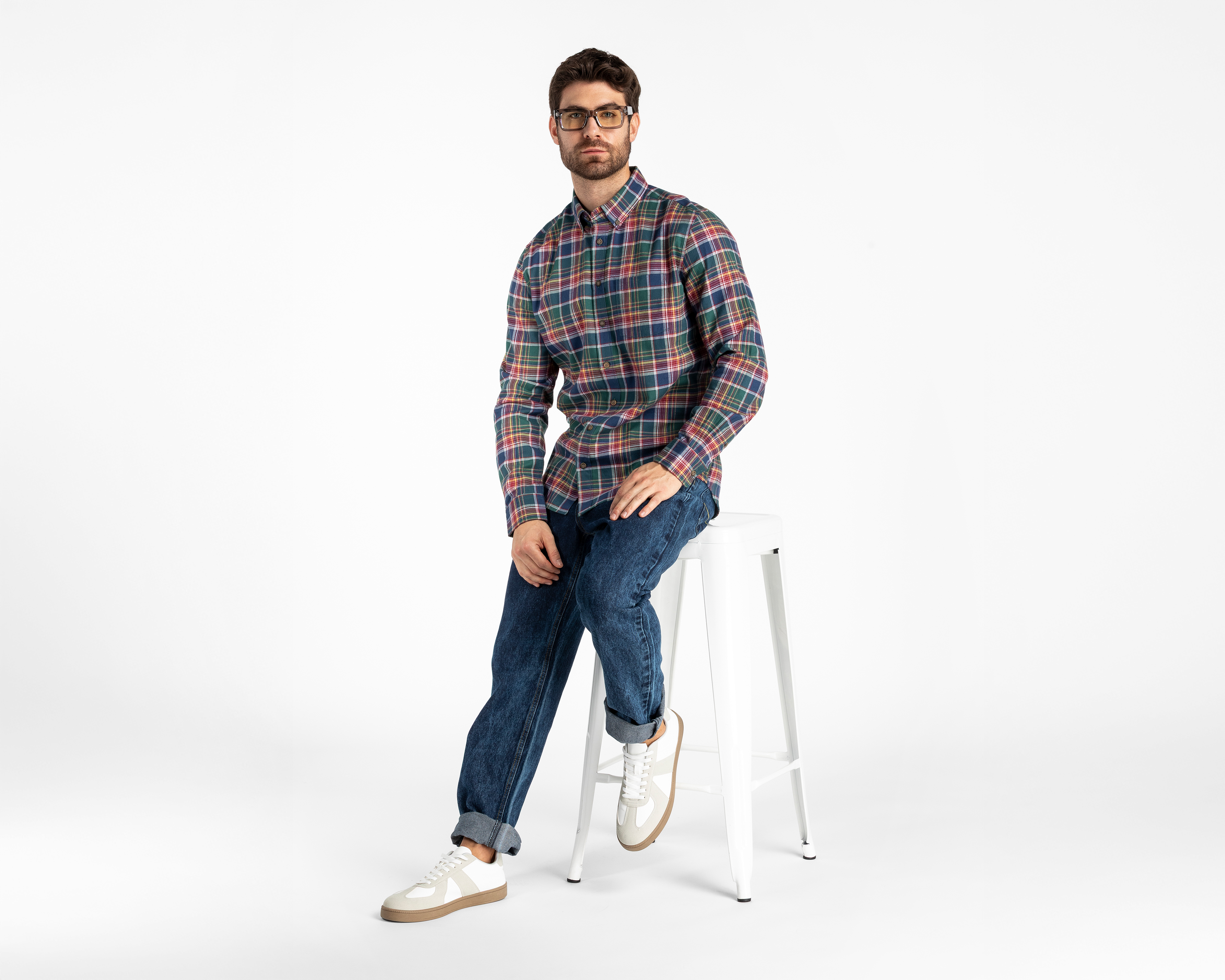 Foto 3 pulgar | Foto 2 | Camisa Casual de Algodón Refill Regular a Cuadros para Hombre