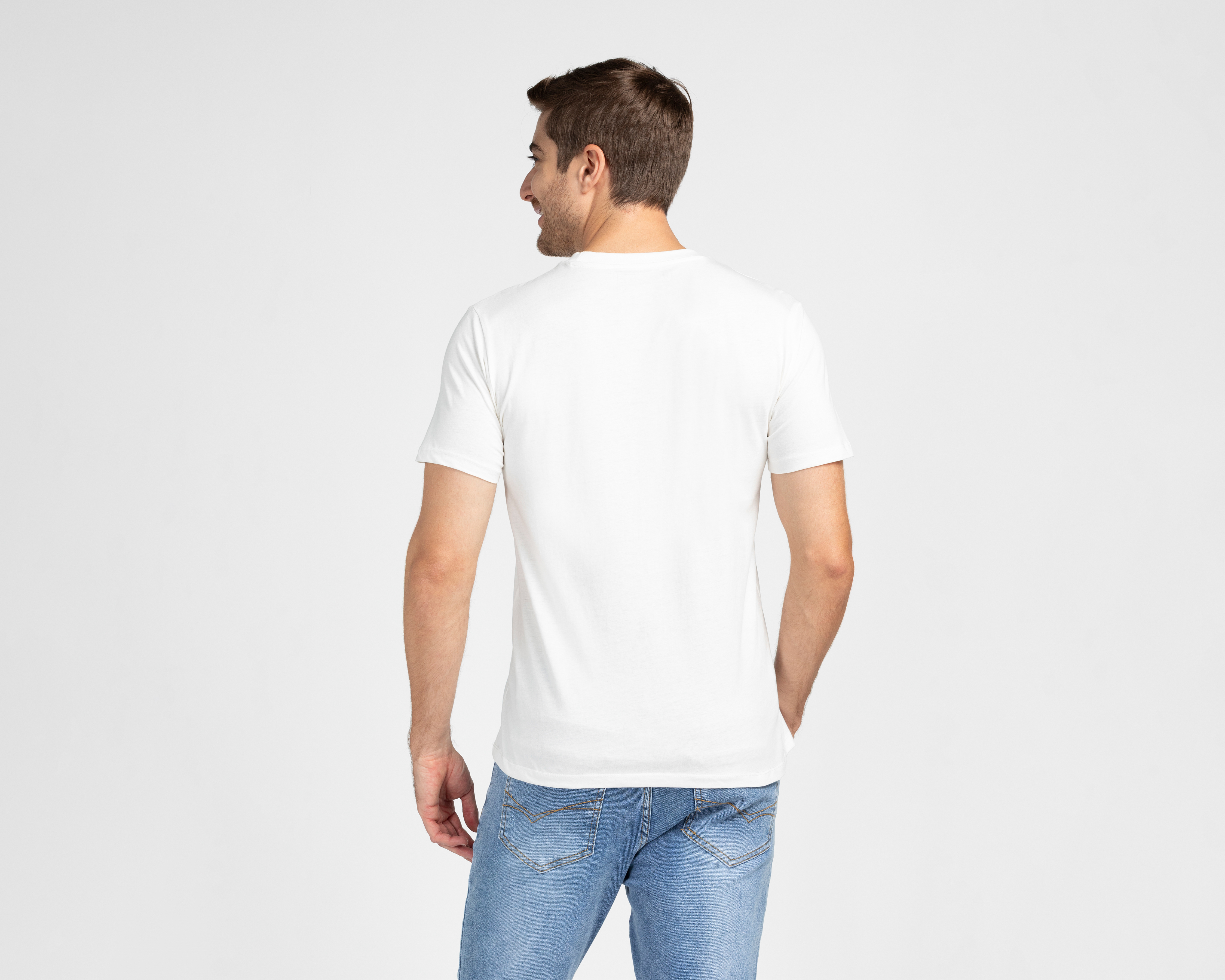 Foto 3 pulgar | Foto 2 | Playera de Cuello Redondo Blanca Refill para Hombre