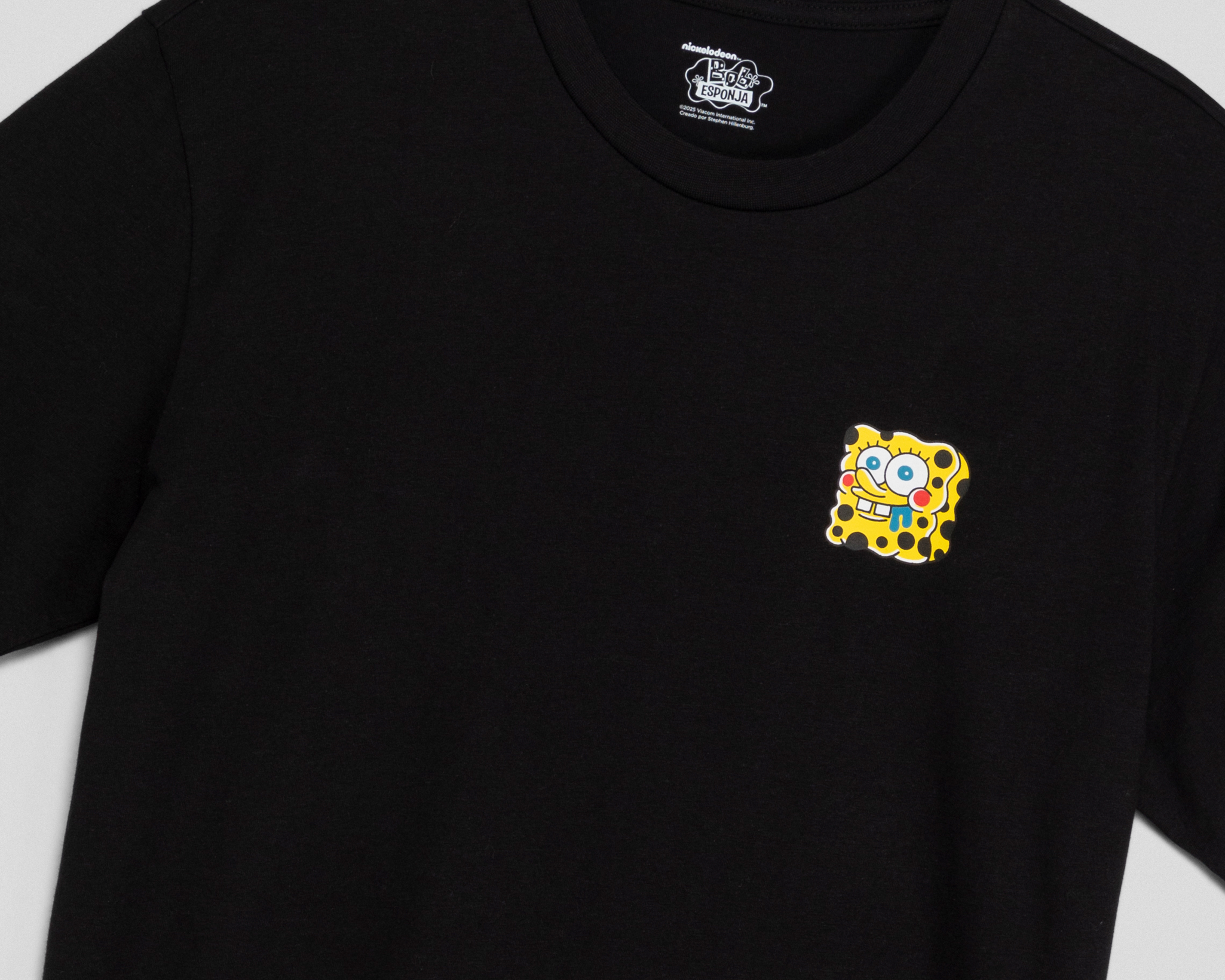 Foto 4 pulgar | Foto 3 | Playera de Cuello Redondo Negra Bob Esponja para Hombre