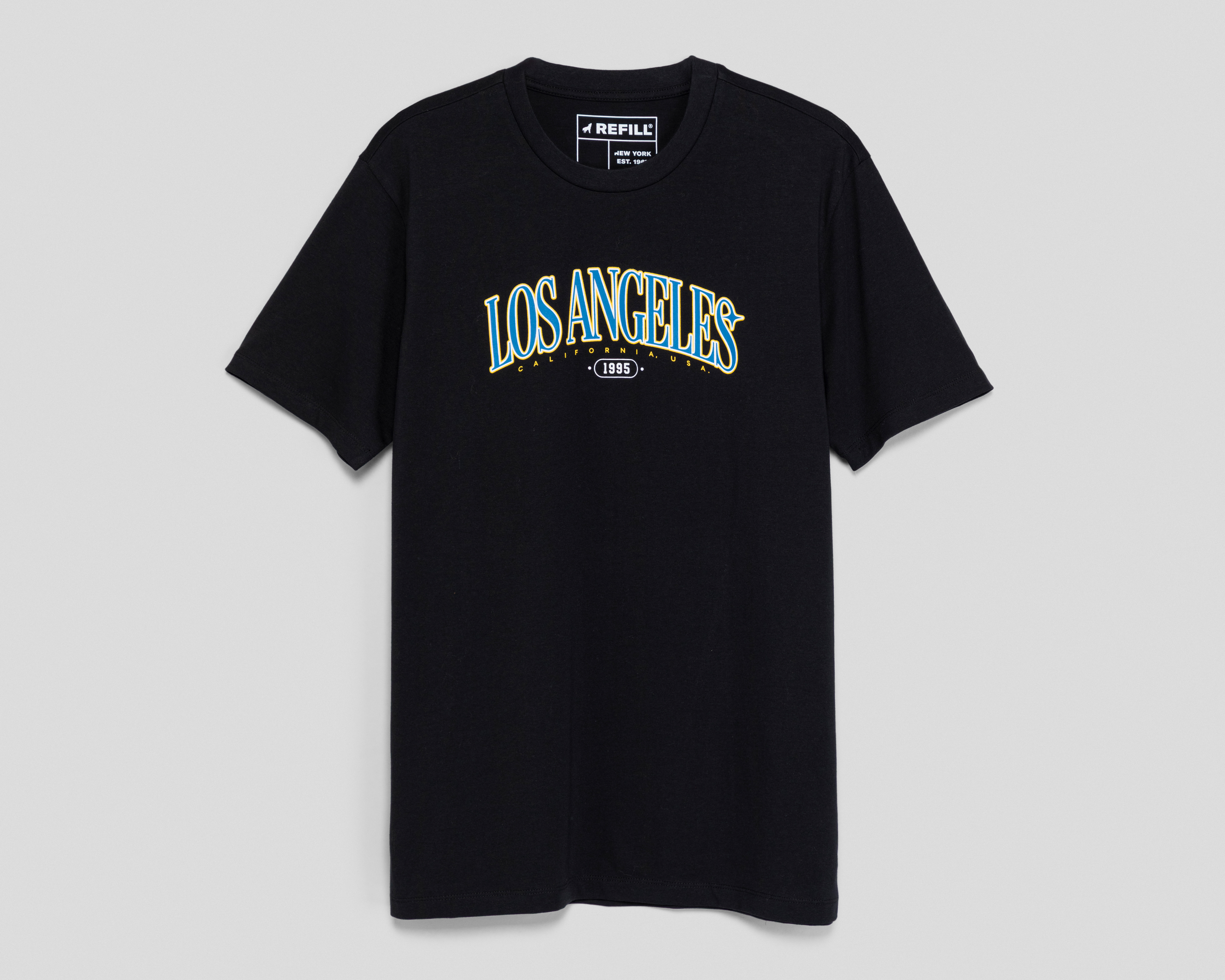 Playera de Cuello Redondo Negro Refill para Hombre