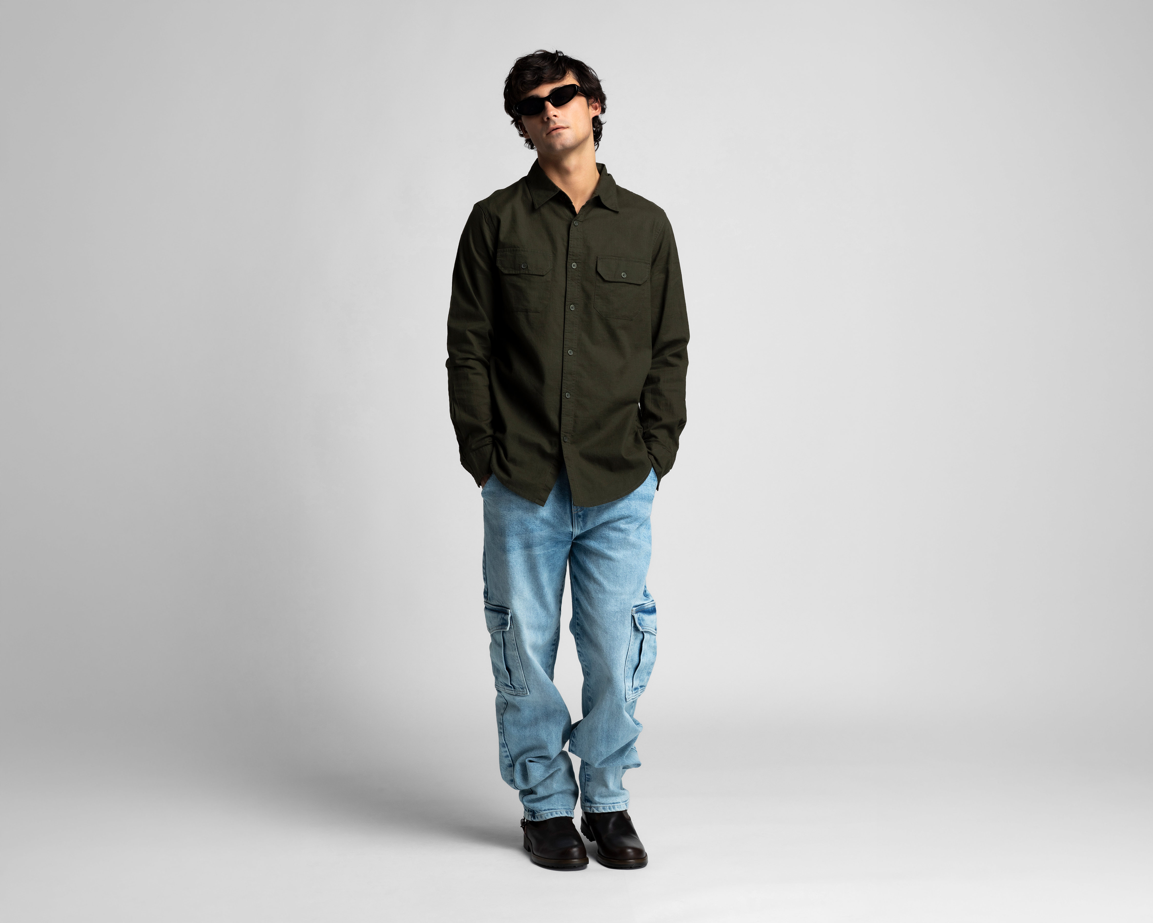 Foto 3 pulgar | Foto 2 | Camisa Casual de Algodón Refill Regular Lisa para Hombre