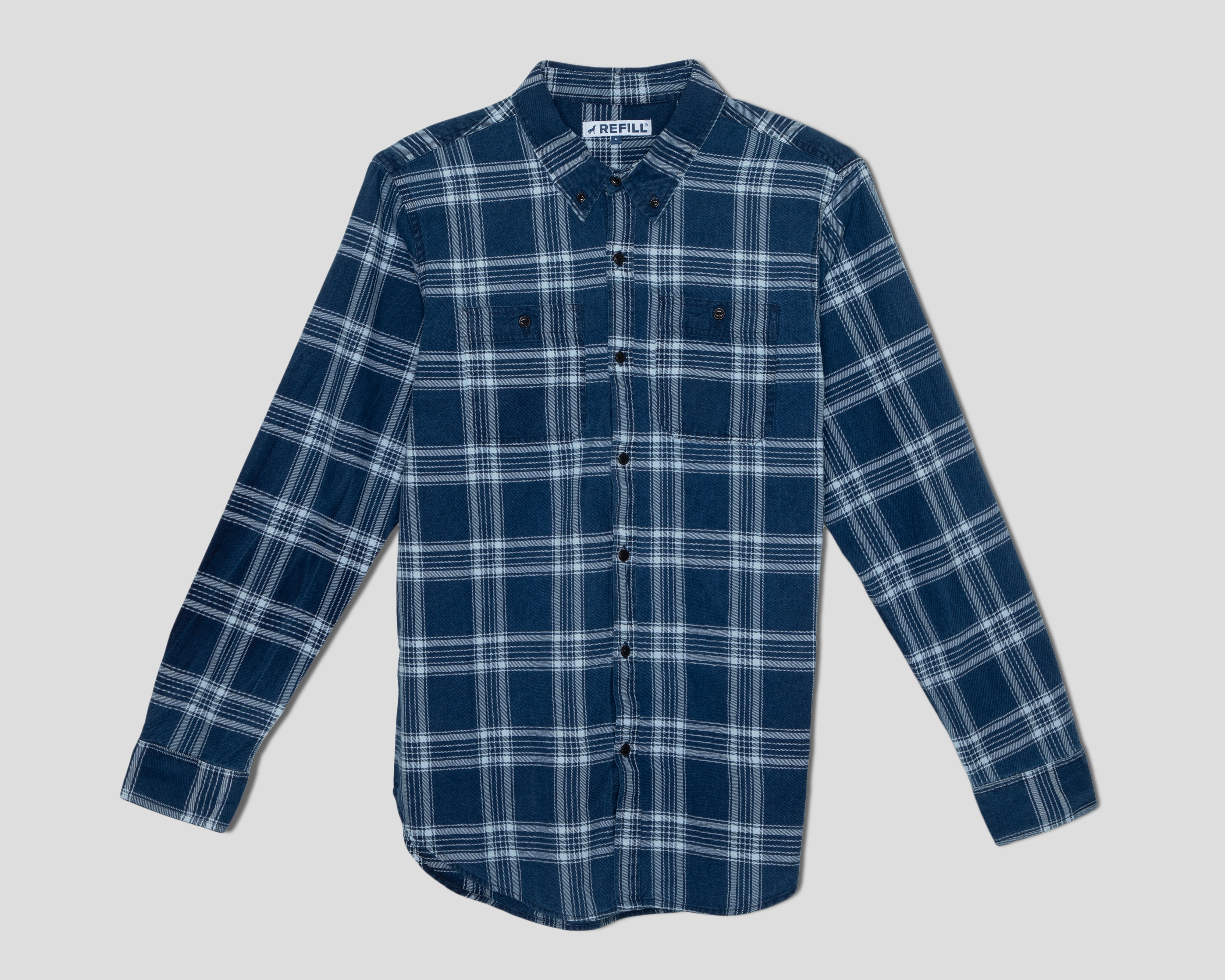 Camisa Casual de Algodón Refill Regular a Cuadros para Hombre