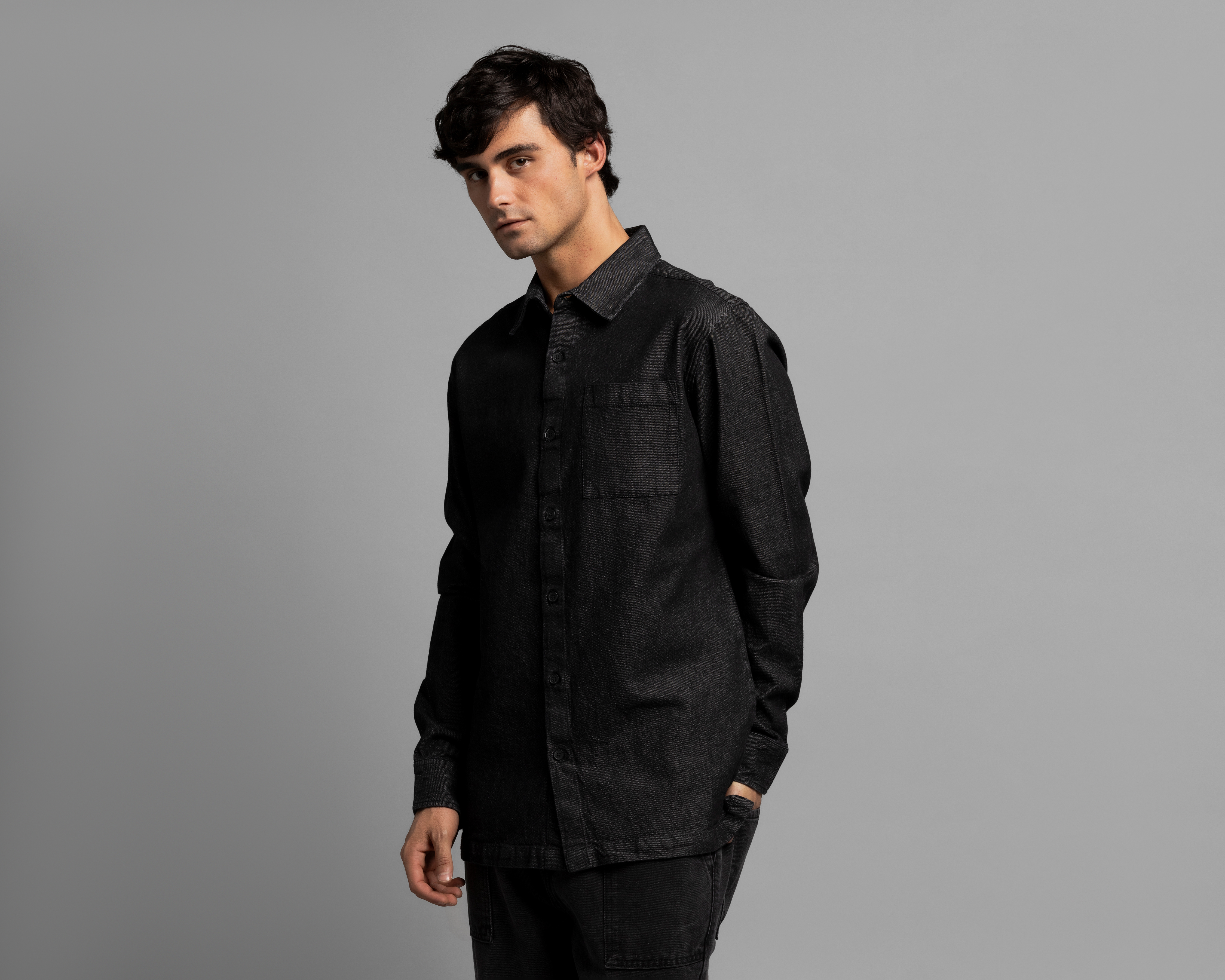 Camisa Casual de Algodón Strona Regular Fit Lisa para Hombre