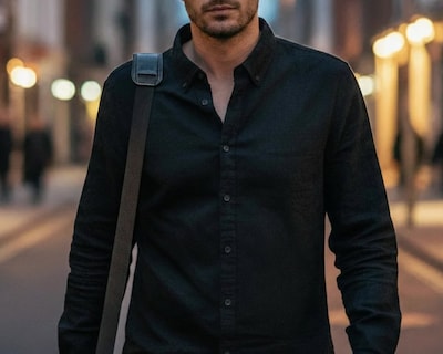 Foto 4 | Foto 4 | Camisa Casual de Algodón Strona Regular Lisa para Hombre