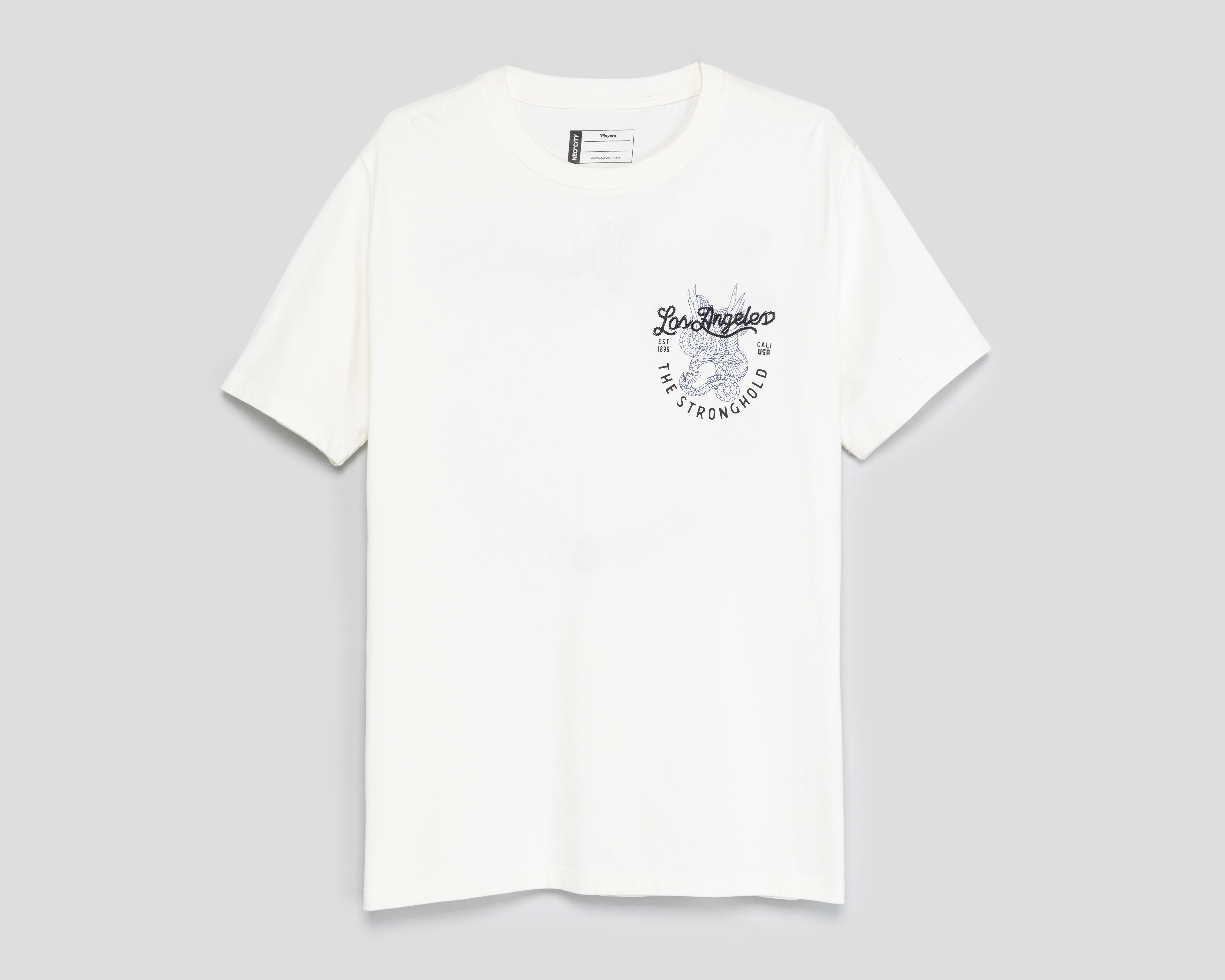 Foto 2 pulgar | Foto 1 | Playera Cuello Redondo Blanca Neo*City para Hombre