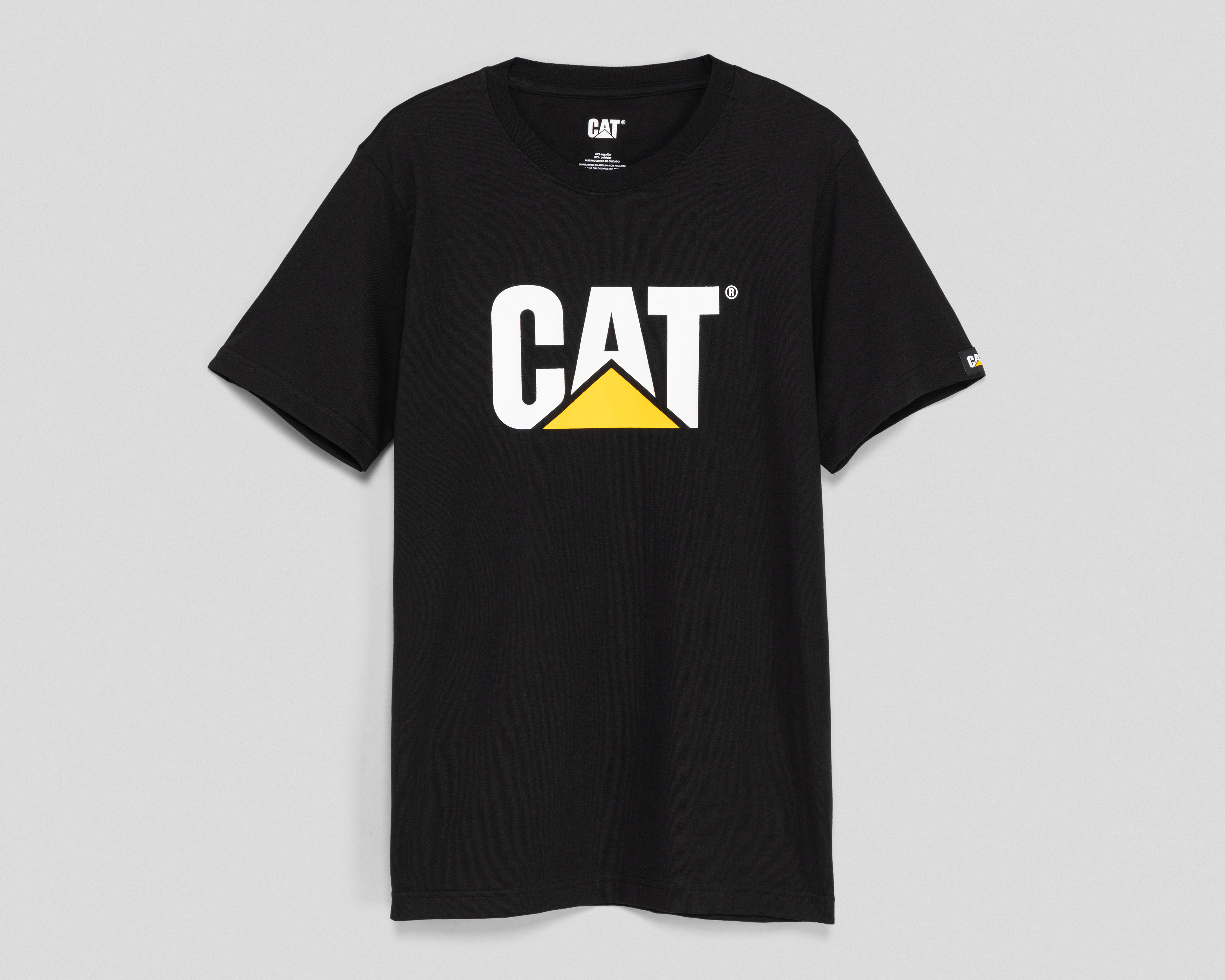 Playera de Cuello Redondo Negra CAT para Hombre
