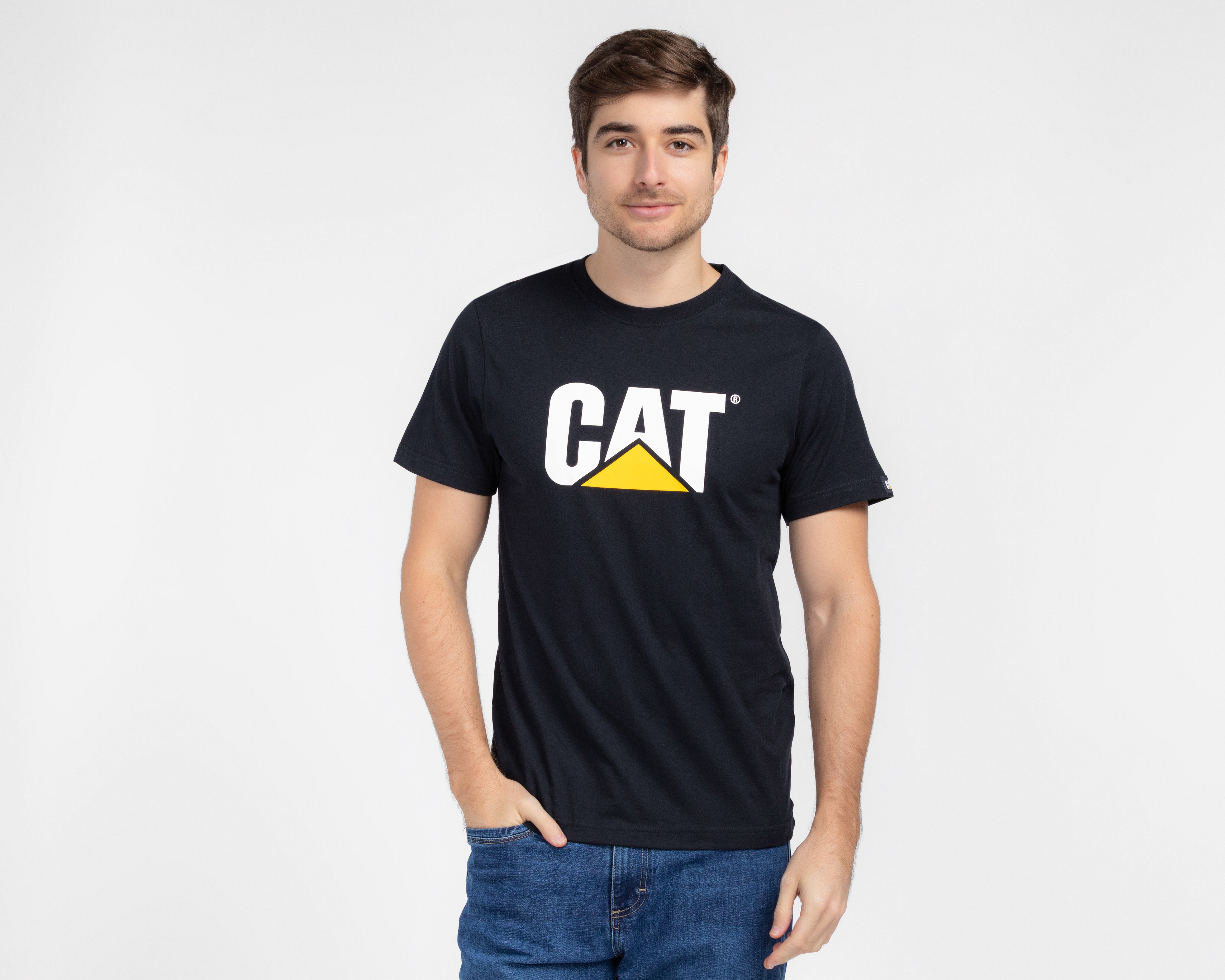 Foto 1 | Foto 1 | Playera de Cuello Redondo Negra CAT para Hombre