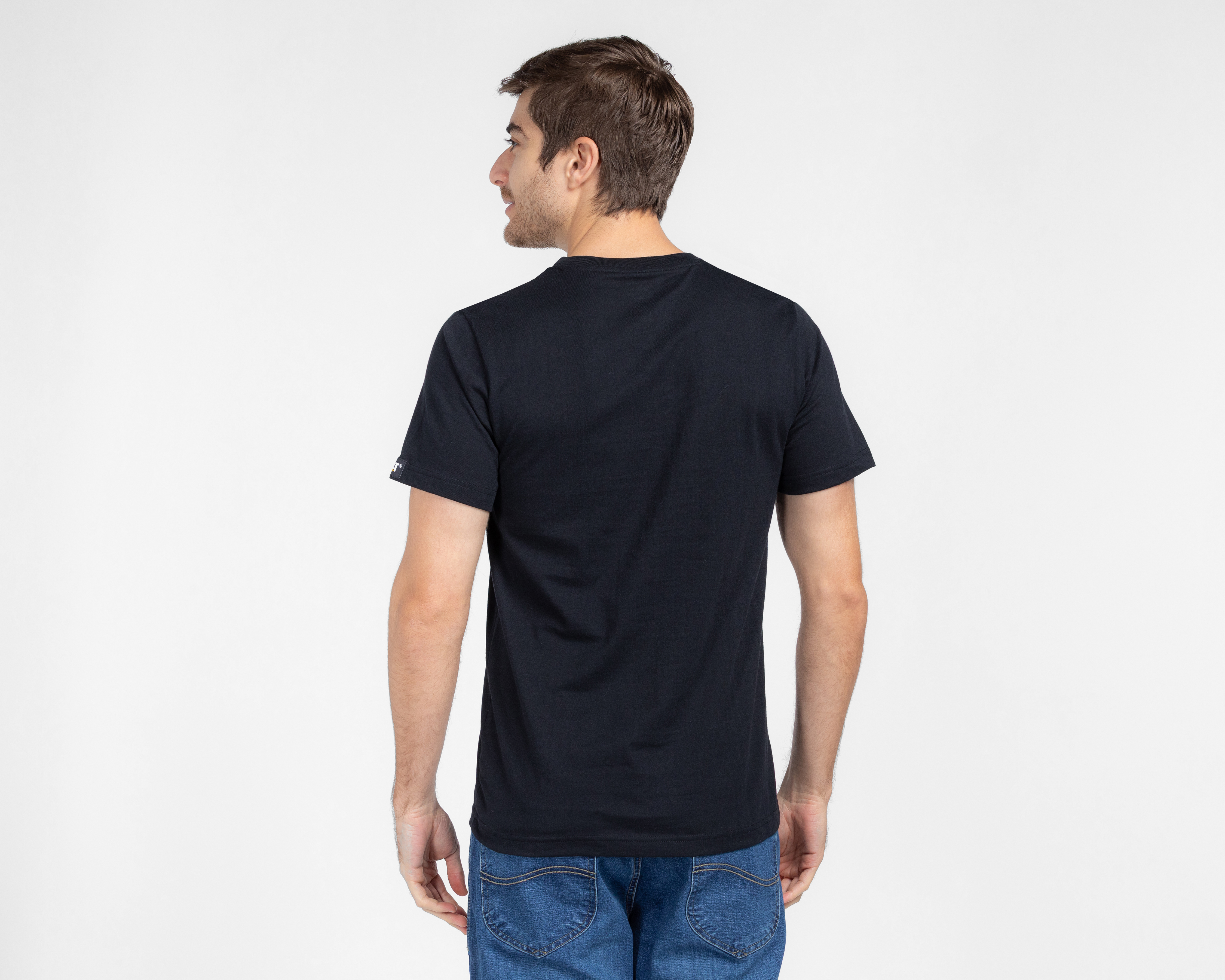 Foto 3 pulgar | Foto 2 | Playera de Cuello Redondo Negra CAT para Hombre