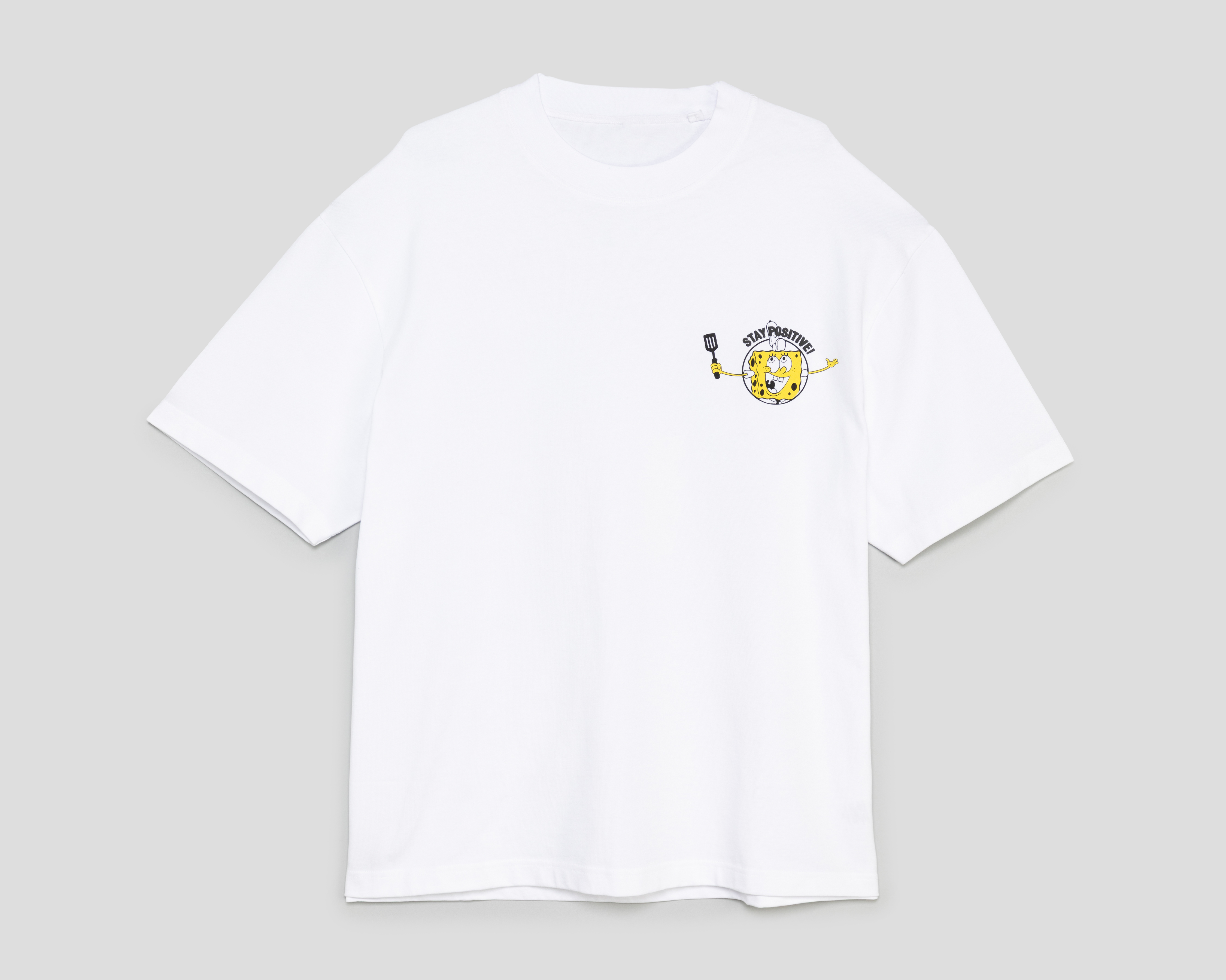 Playera de Cuello Redondo Blanca Bob Esponja para Hombre