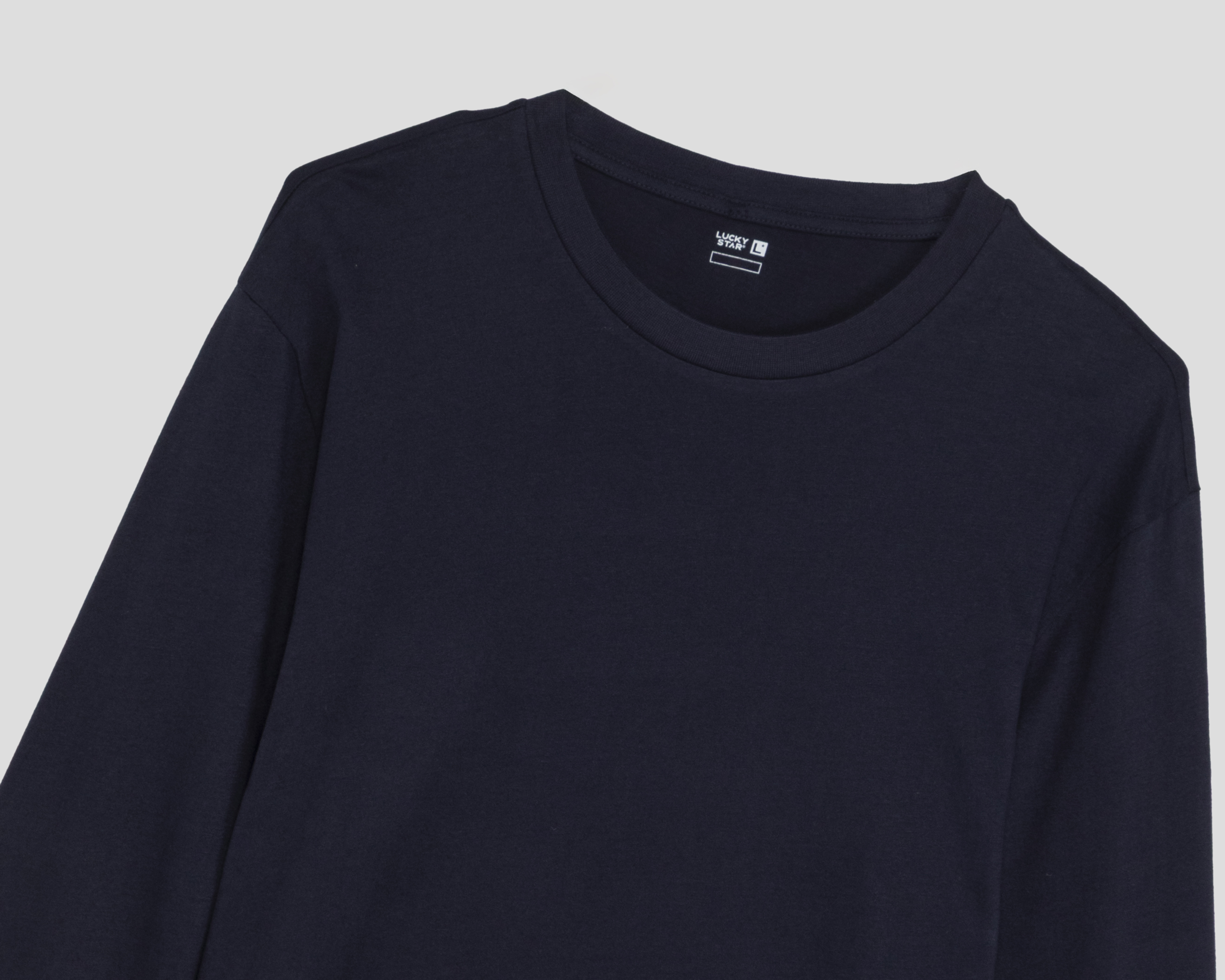 Foto 4 pulgar | Foto 3 | Playera Manga Larga Cuello Redondo Azul Lucky Star para Hombre