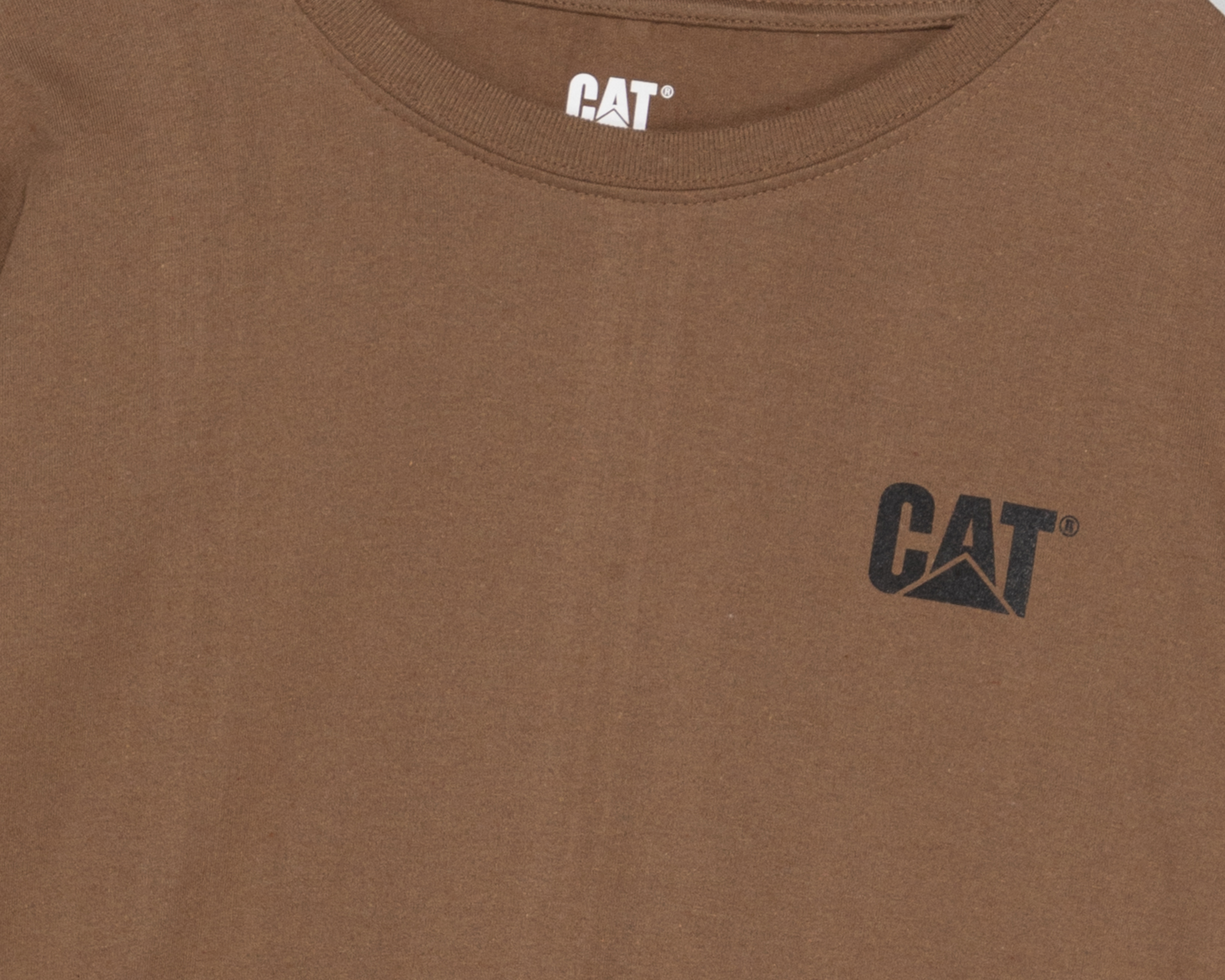 Foto 4 pulgar | Foto 3 | Playera de Cuello Redono Café CAT para Hombre