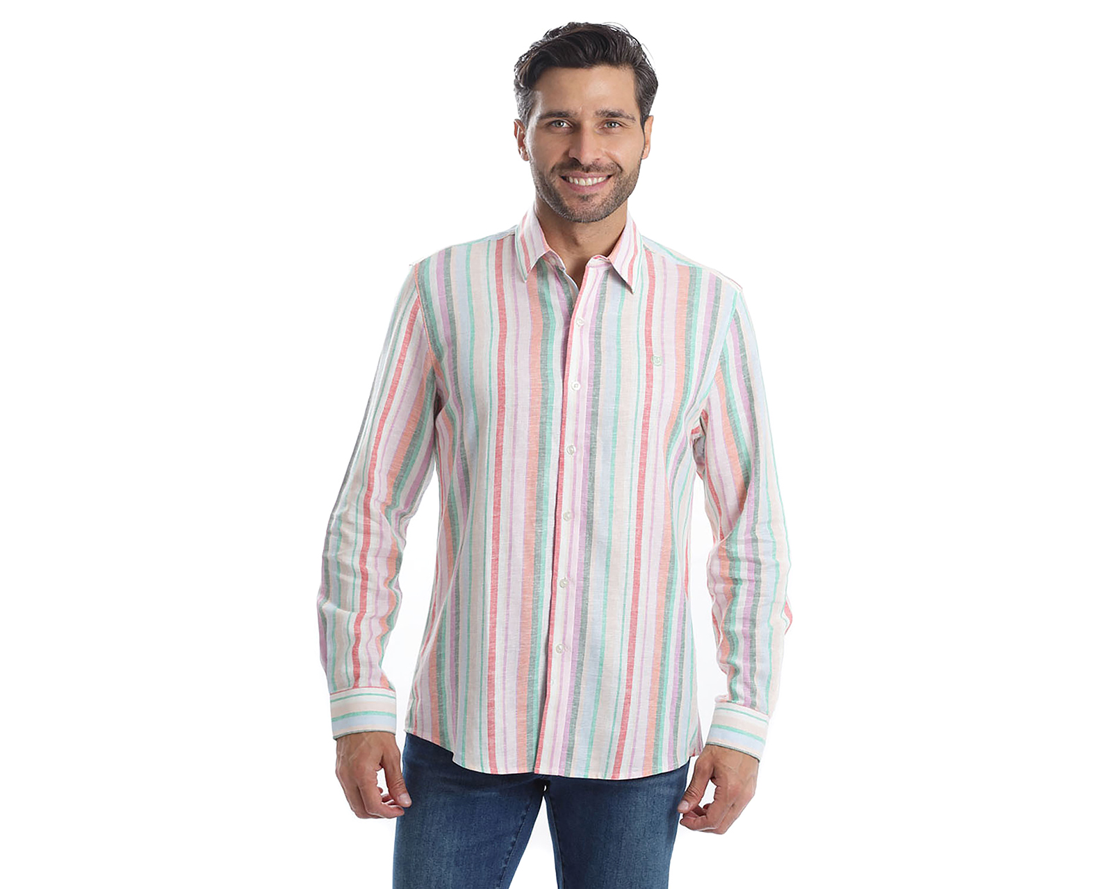 Camisa Casual de Algodón Chaps Slim Fit a Rayas para Hombre