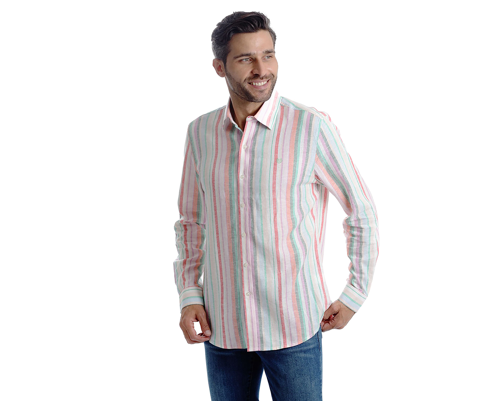 Foto 2 | Foto 2 | Camisa Casual de Algodón Chaps Slim Fit a Rayas para Hombre