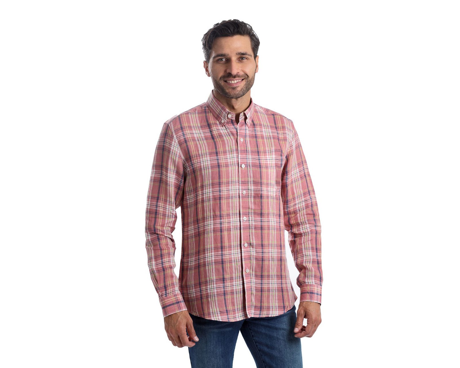 Camisa Casual de Algodón Chaps Slim Fit a Cuadros para Hombre