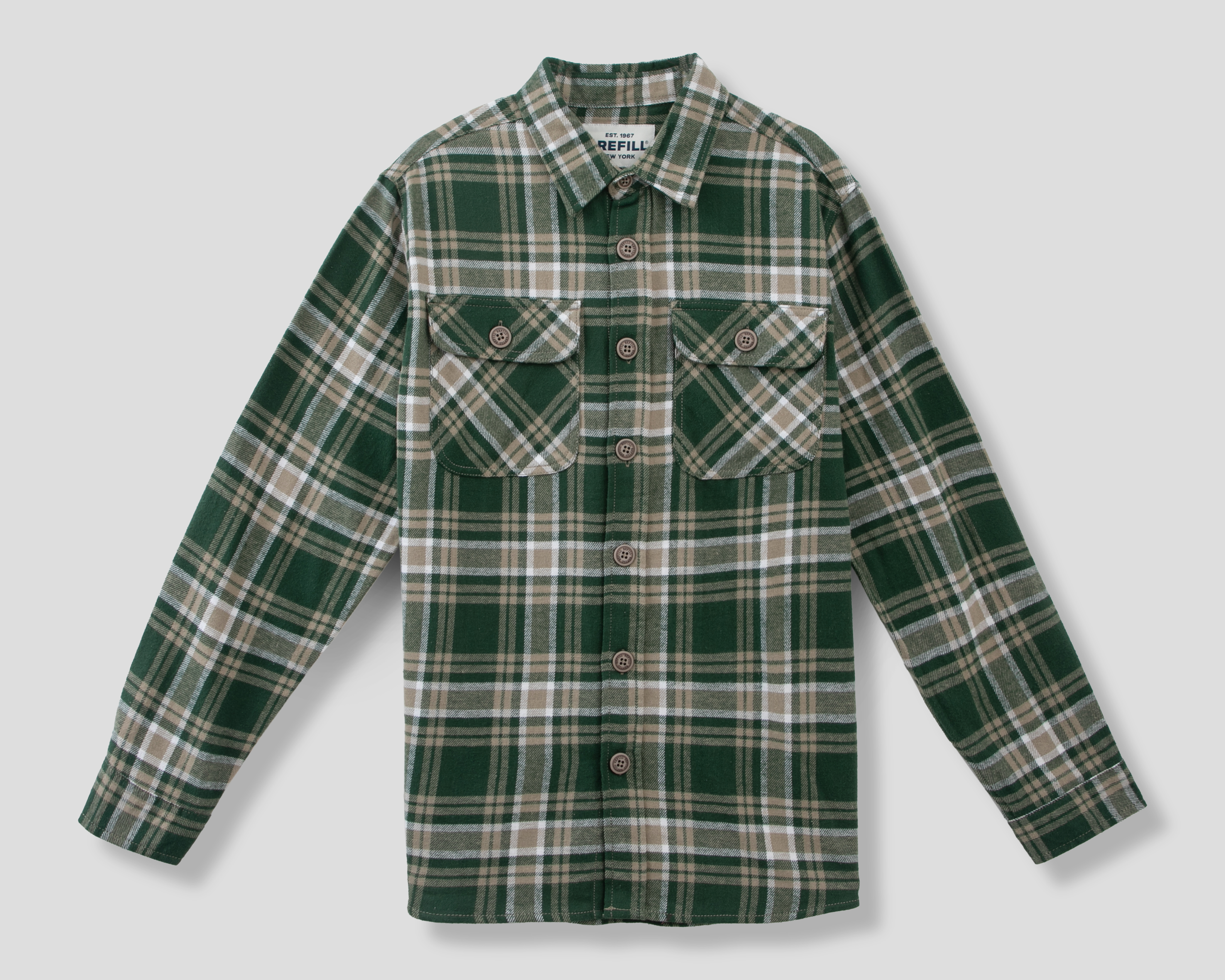 Foto 2 pulgar | Foto 1 | Camisa Casual de Algodón Refill Regular Fit a Cuadros para Hombre