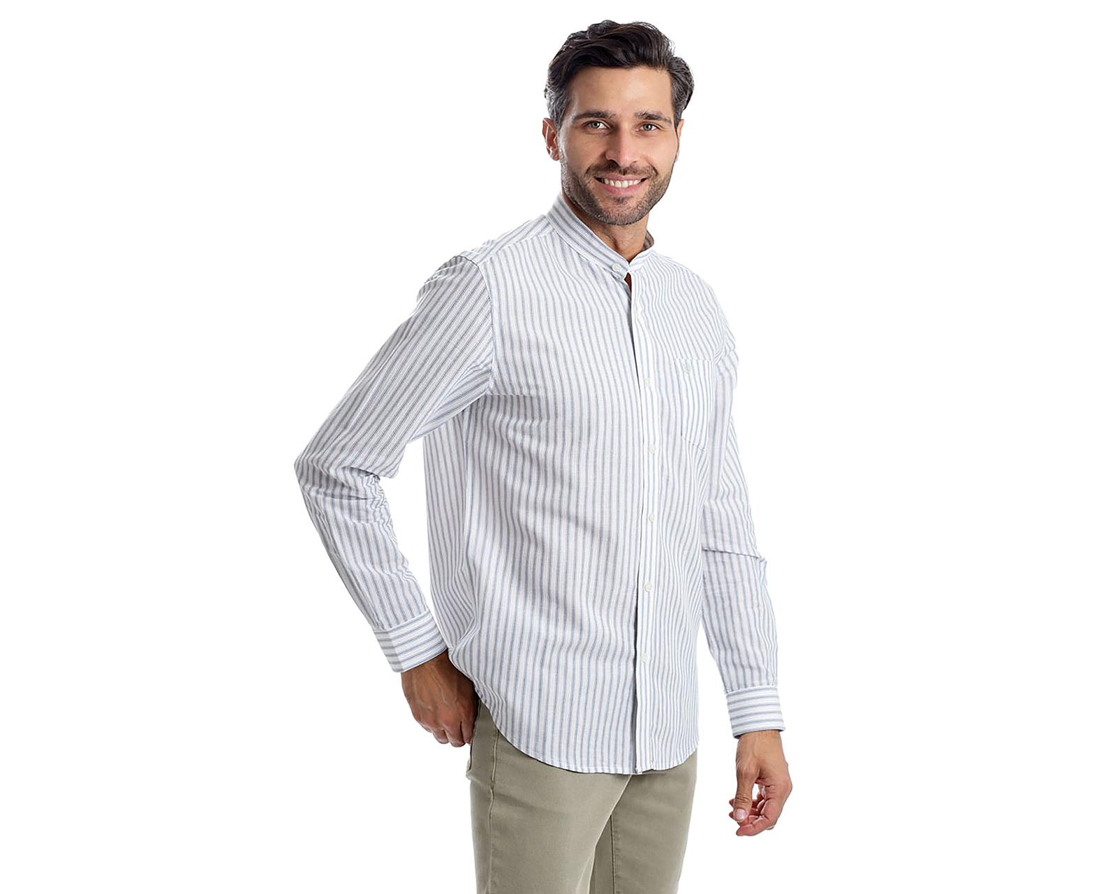 Foto 3 pulgar | Foto 2 | Camisa Casual de Algodón Chaps Slim Fit a Rayas para Hombre