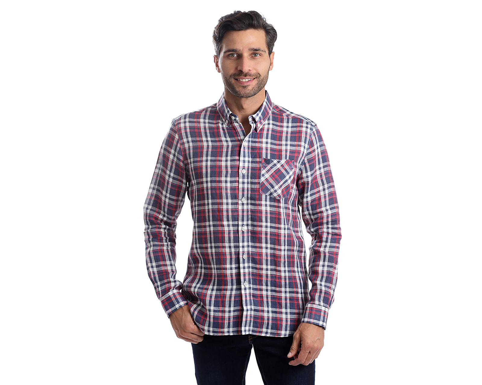 Foto 2 pulgar | Foto 1 | Camisa Casual Chaps Slim Fit a Cuadros para Hombre