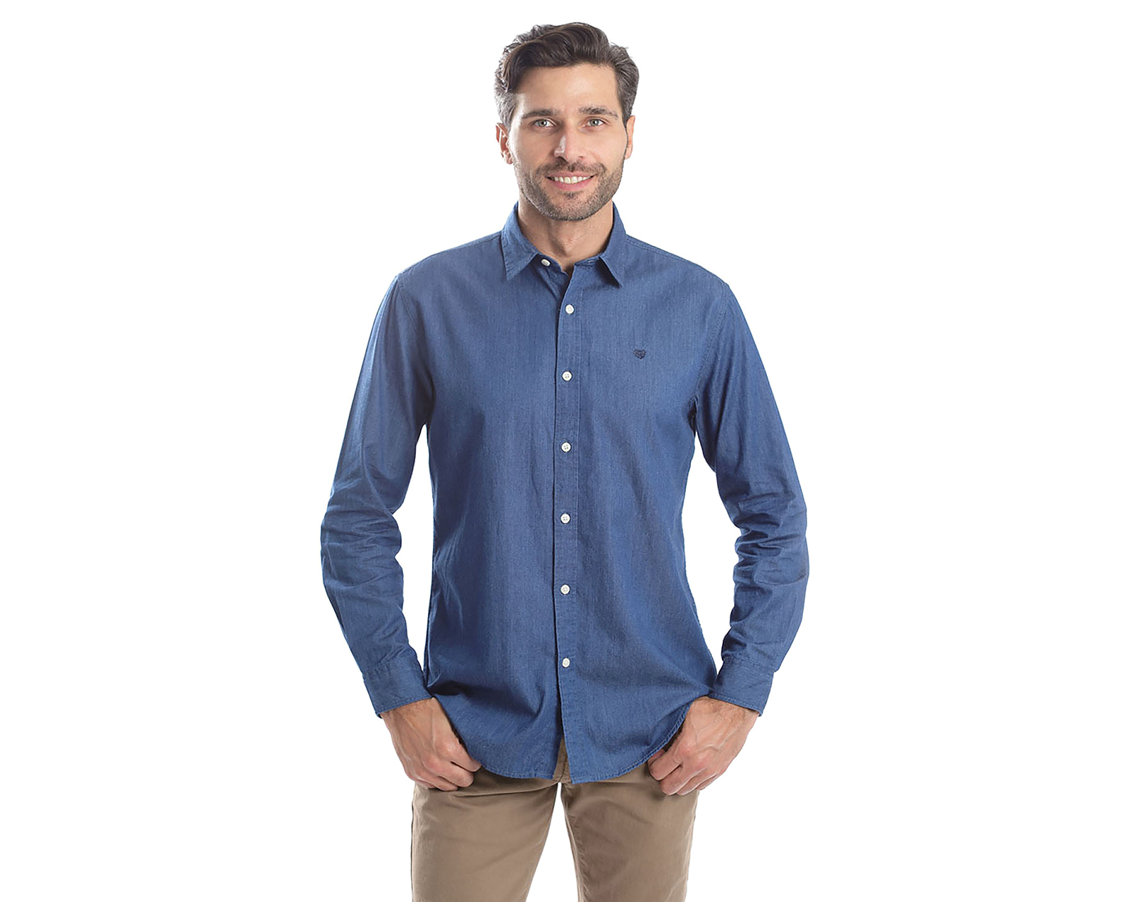 Foto 2 pulgar | Foto 1 | Camisa Casual de Algodón Chaps Slim Fit Lisa para Hombre