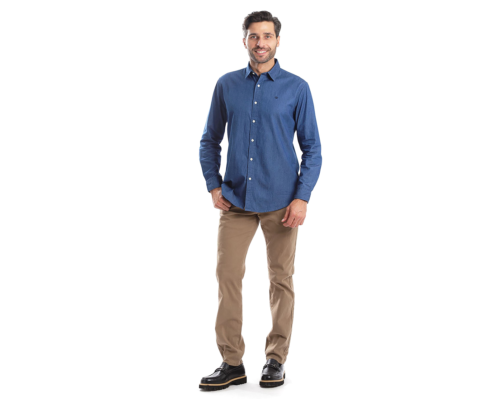 Foto 6 pulgar | Foto 5 | Camisa Casual de Algodón Chaps Slim Fit Lisa para Hombre