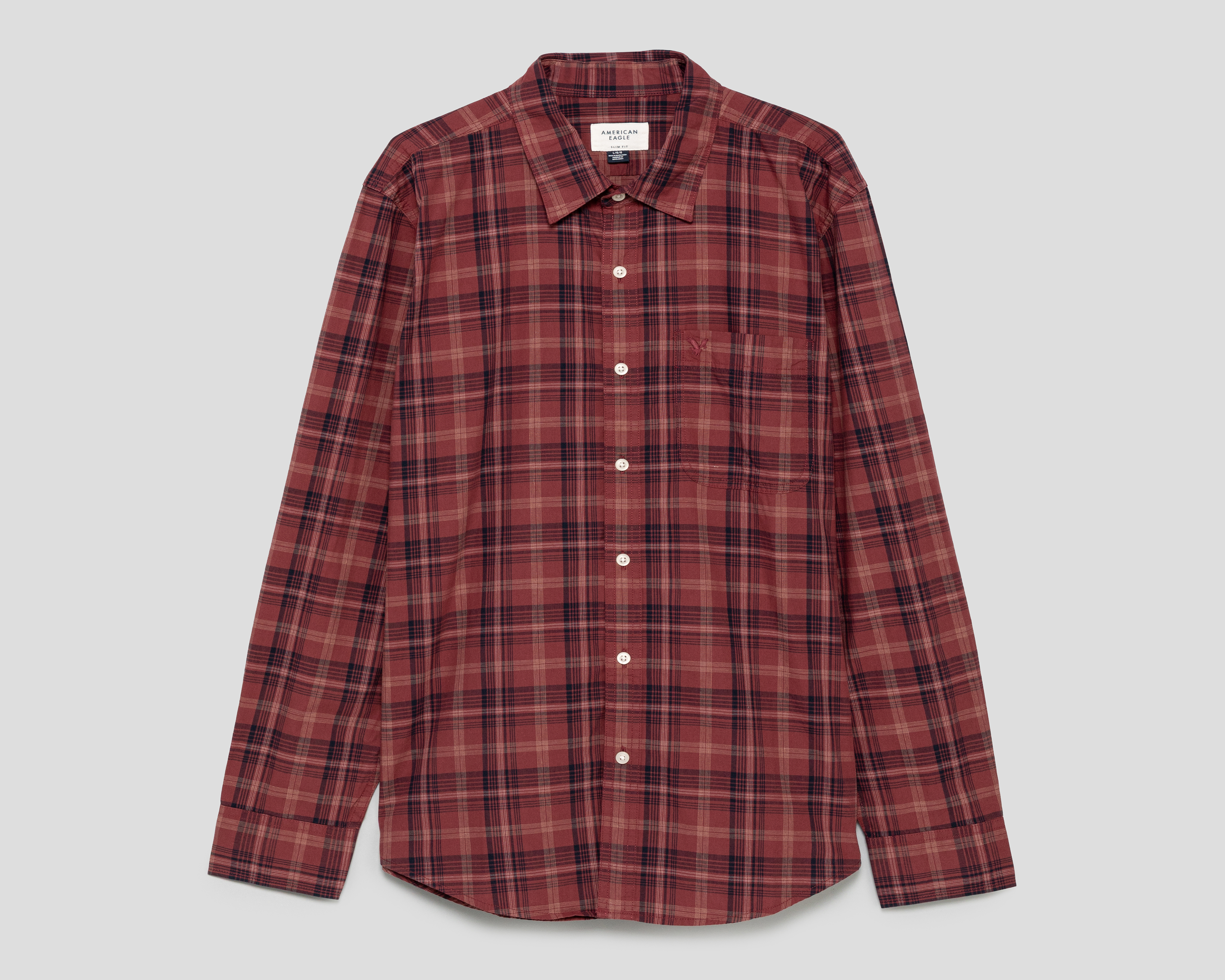 Foto 2 pulgar | Foto 1 | Camisa Casual de Algodón American Eagle Slim Fit a Cuadros para Hombre