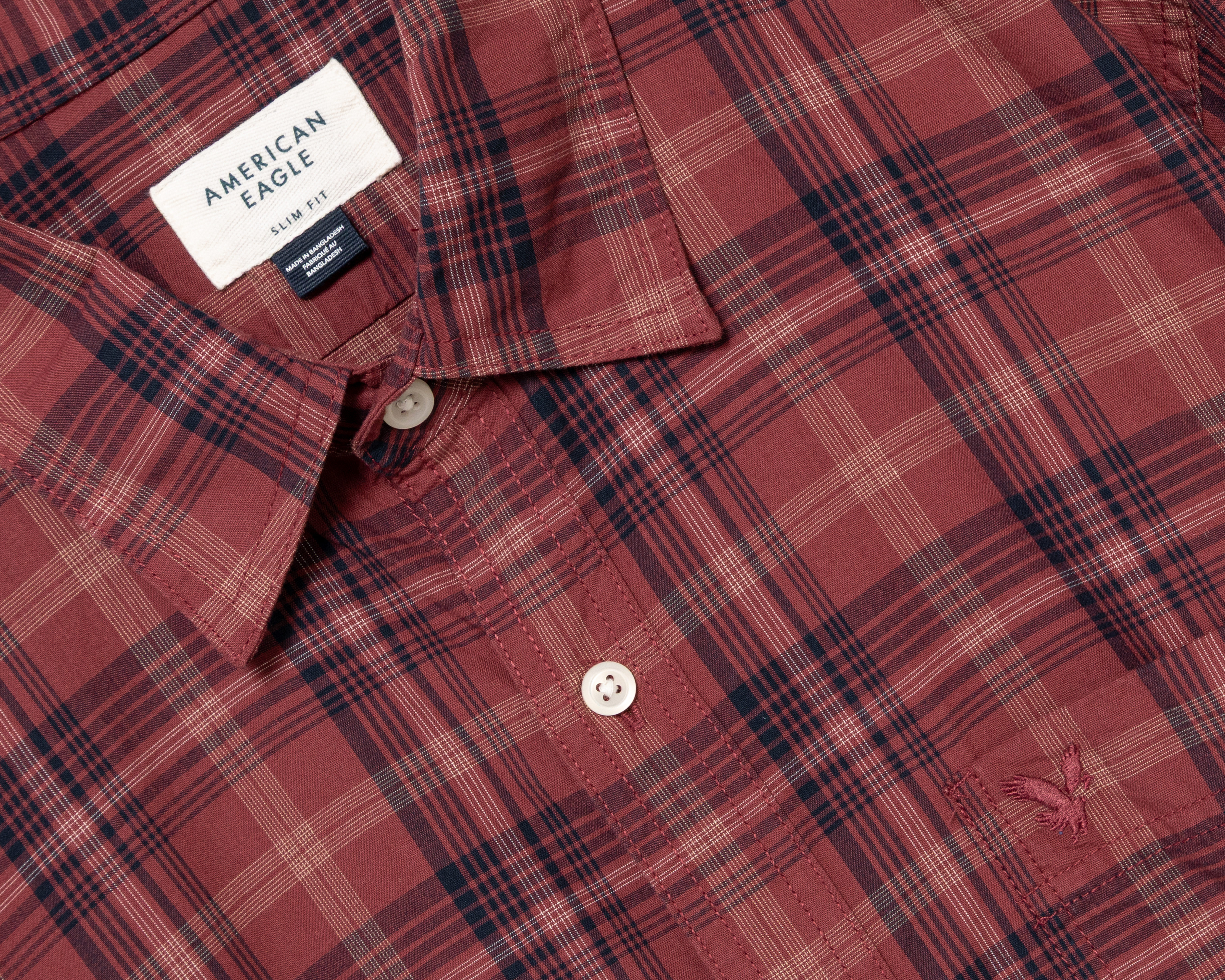 Foto 4 pulgar | Foto 3 | Camisa Casual de Algodón American Eagle Slim Fit a Cuadros para Hombre