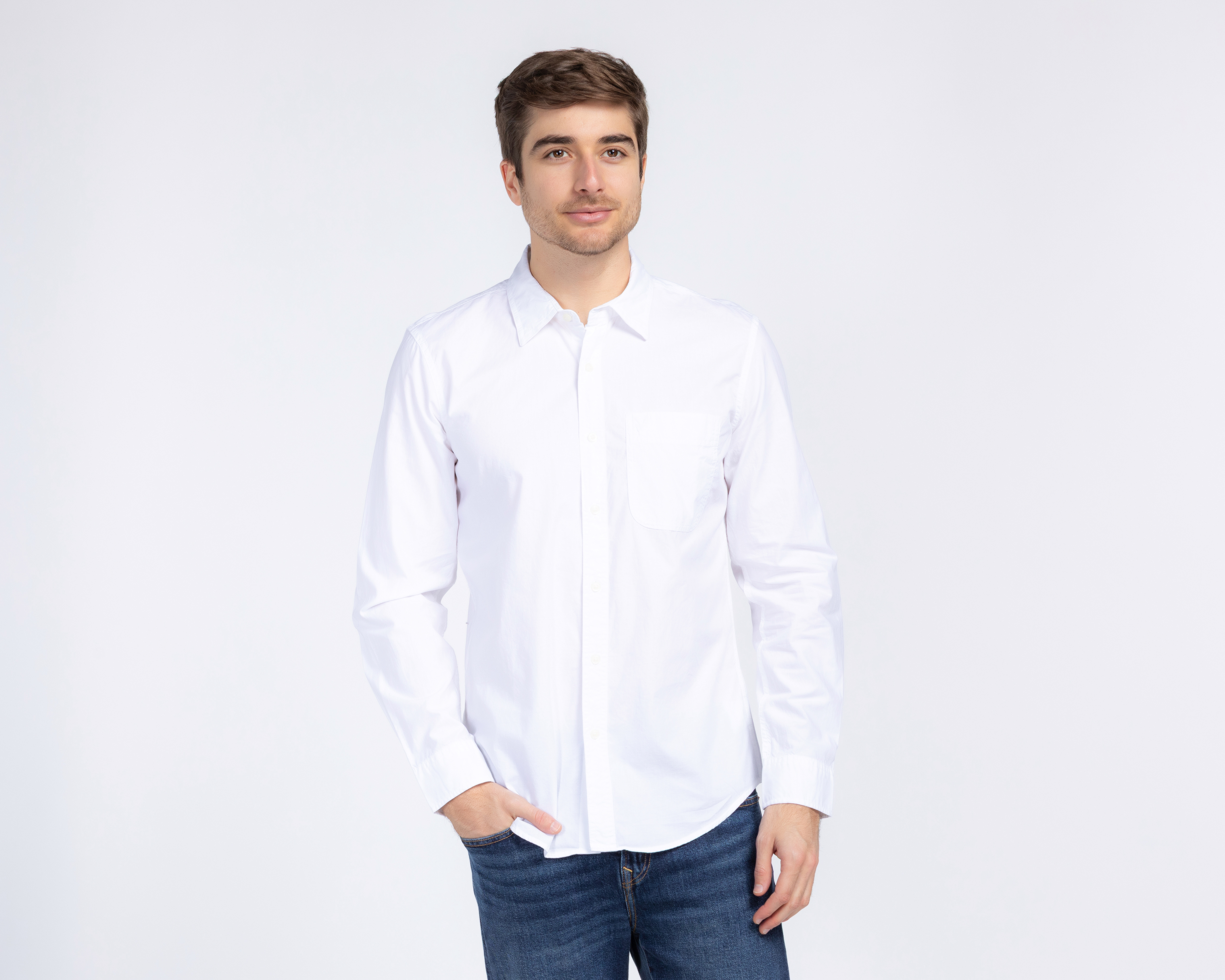 Camisa Casual de Algodón American Eagle Slim Fit Lisa para Hombre