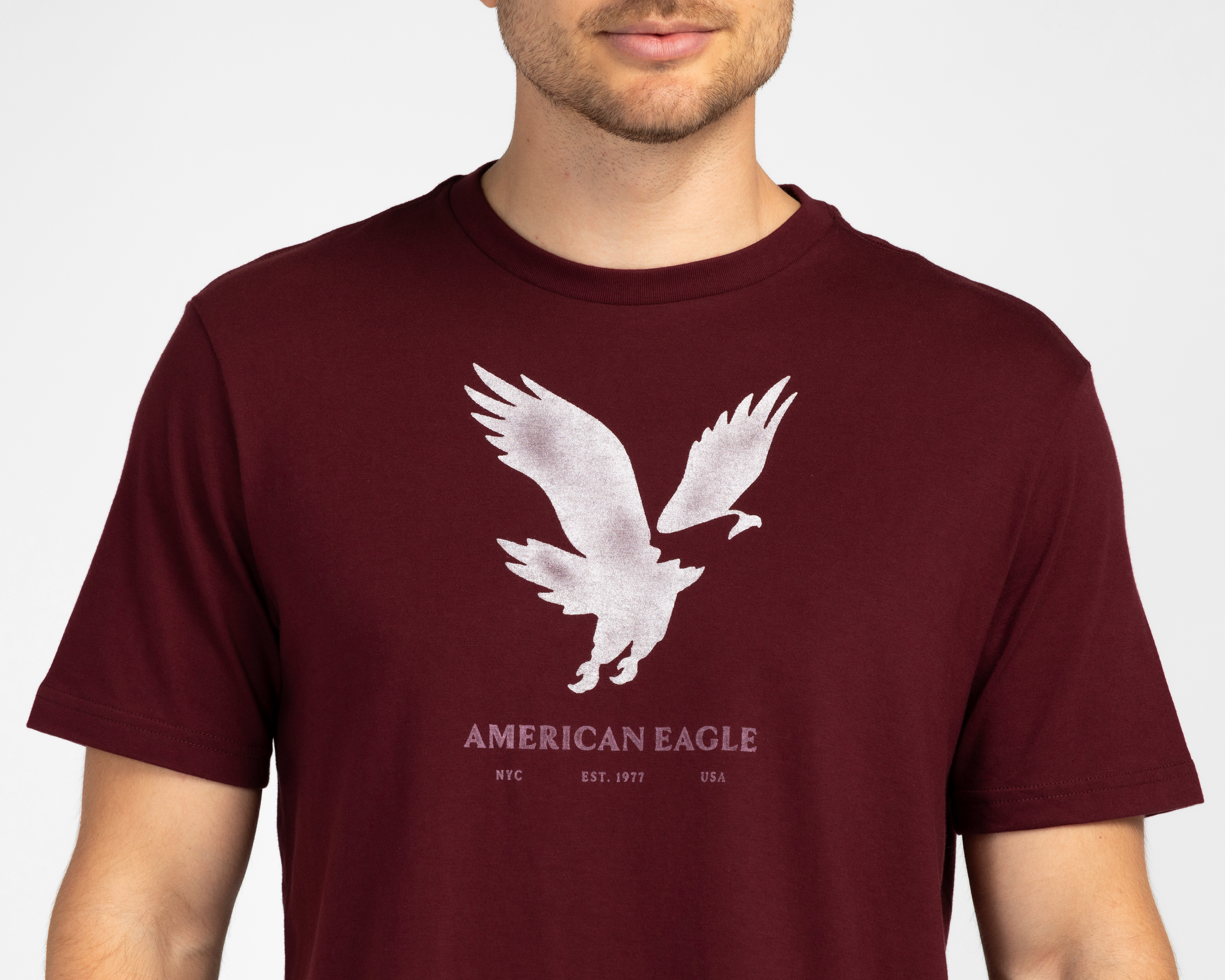 Foto 4 pulgar | Foto 3 | Playera Cuello Redondo Vino American Eagle para Hombre