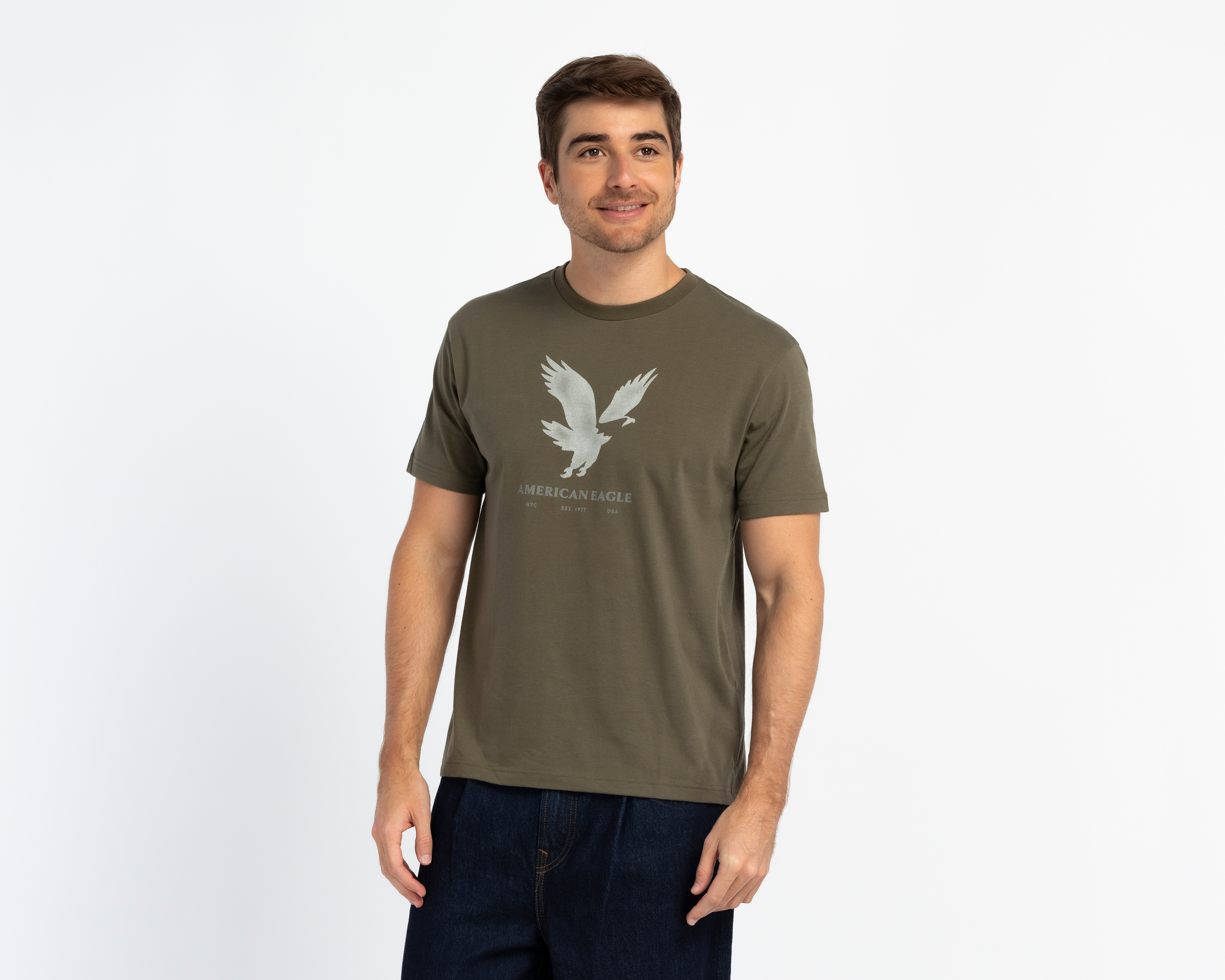 Playera Cuello Redondo Café American Eagle para Hombre