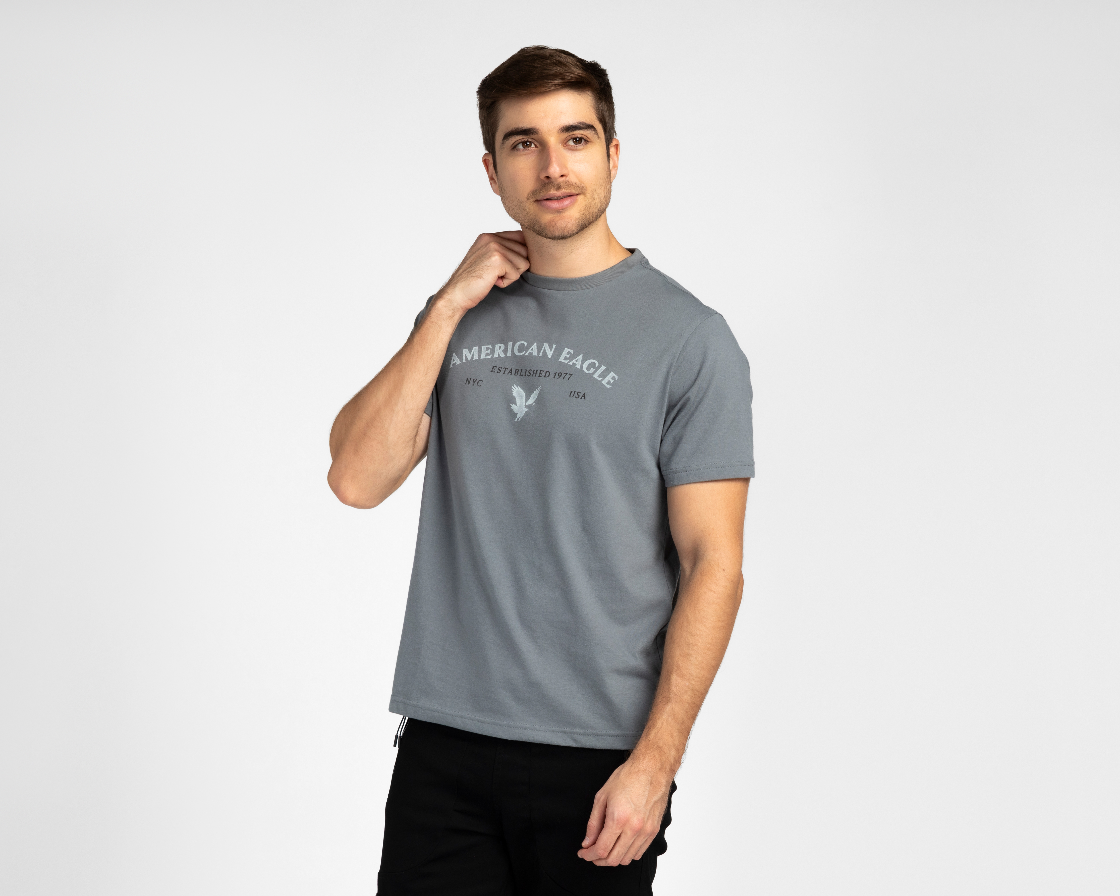 Playera Cuello Redondo Gris American Eagle para Hombre