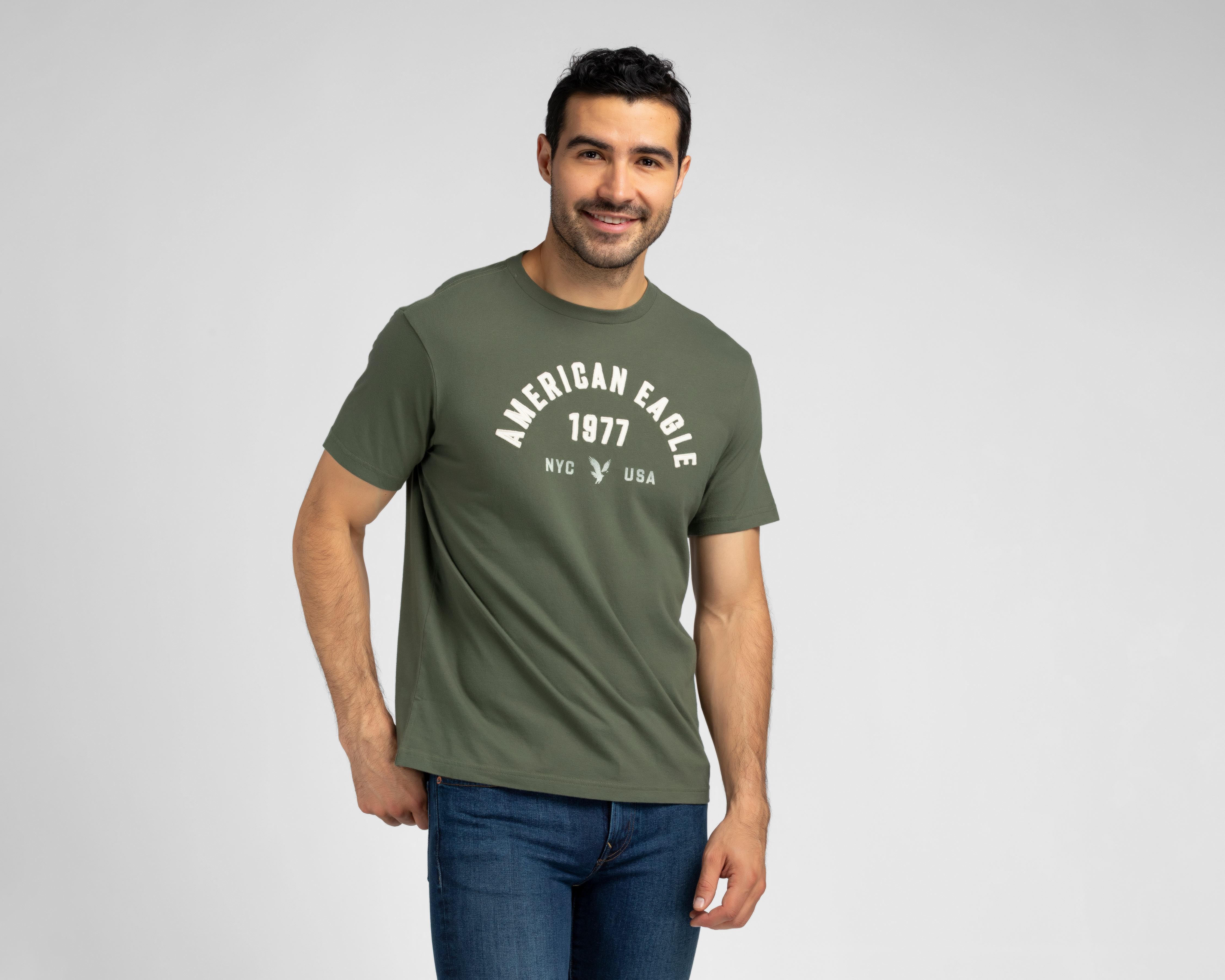 Playera Cuello Redondo Verde American Eagle para Hombre