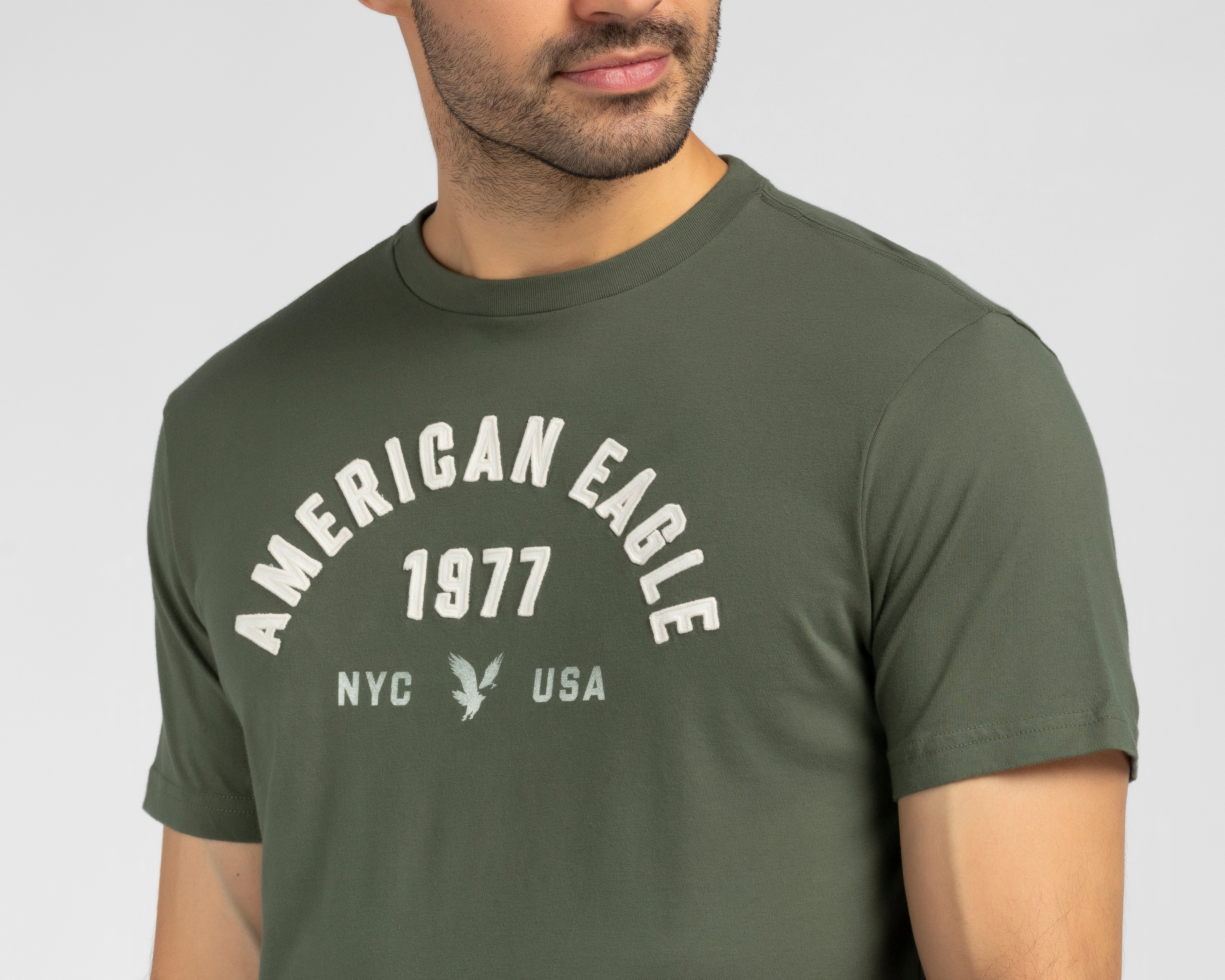 Foto 4 pulgar | Foto 3 | Playera Cuello Redondo Verde American Eagle para Hombre