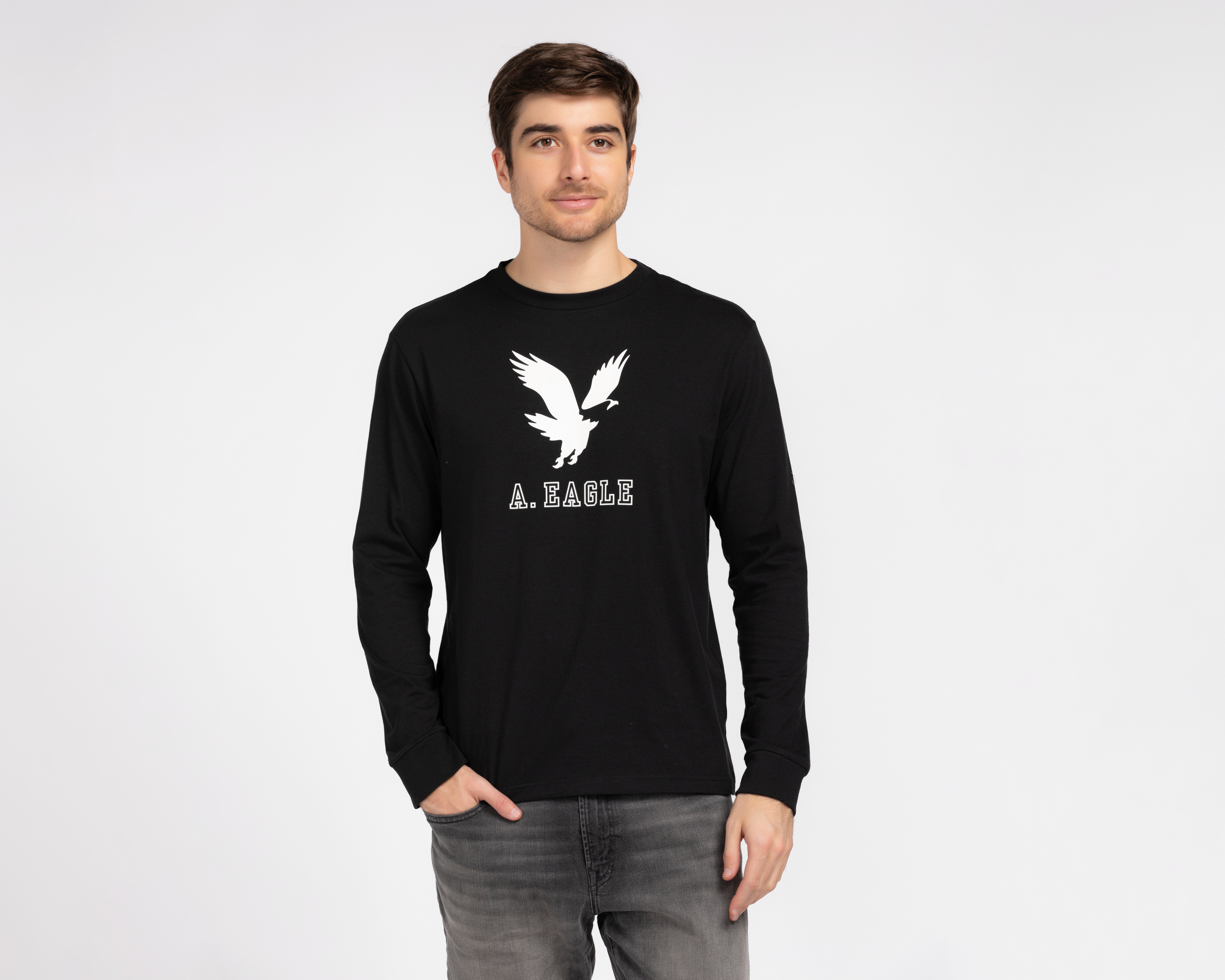 Playera Manga Larga Negra American Eagle para Hombre